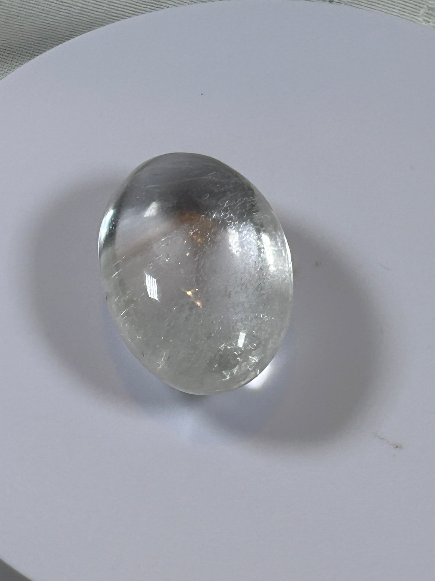 (#114) - CLEAR QUARTZ PALM STONE POLISHED - NEW