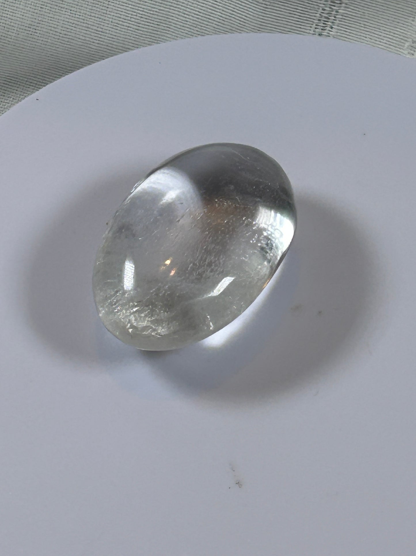 (#114) - CLEAR QUARTZ PALM STONE POLISHED - NEW