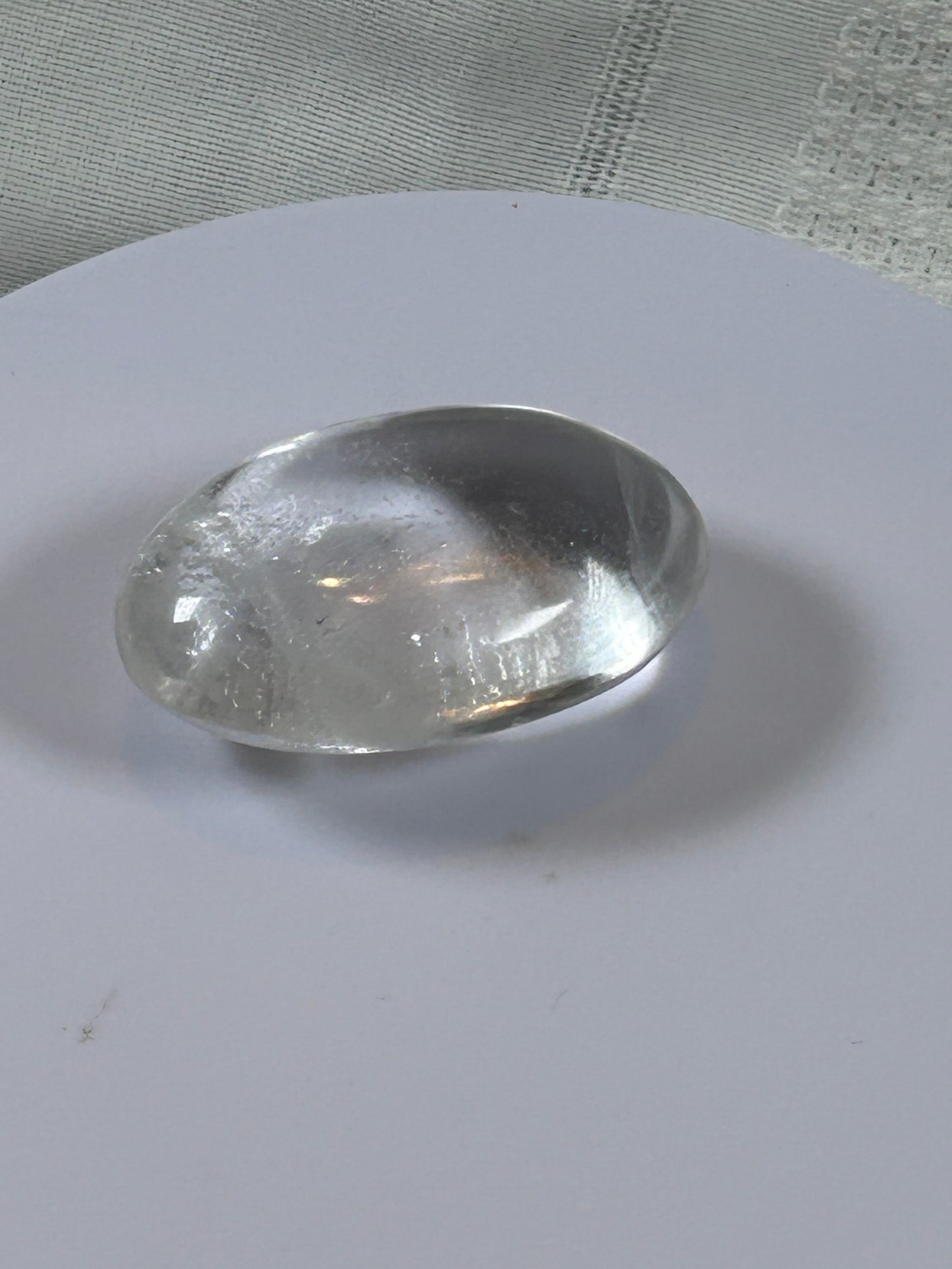 (#114) - CLEAR QUARTZ PALM STONE POLISHED - NEW