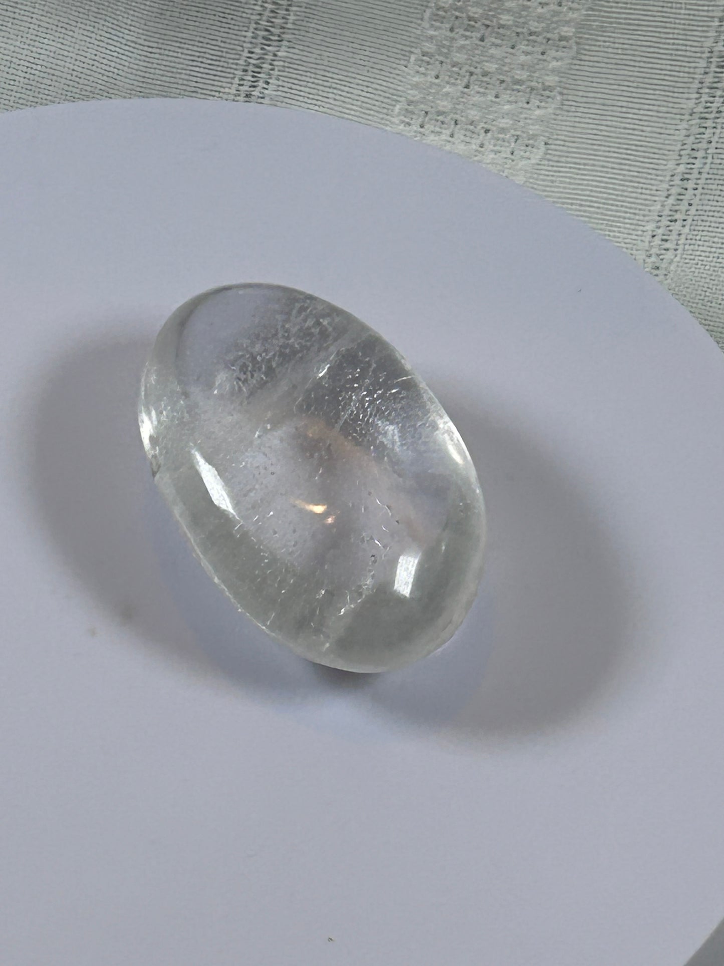 (#114) - CLEAR QUARTZ PALM STONE POLISHED - NEW