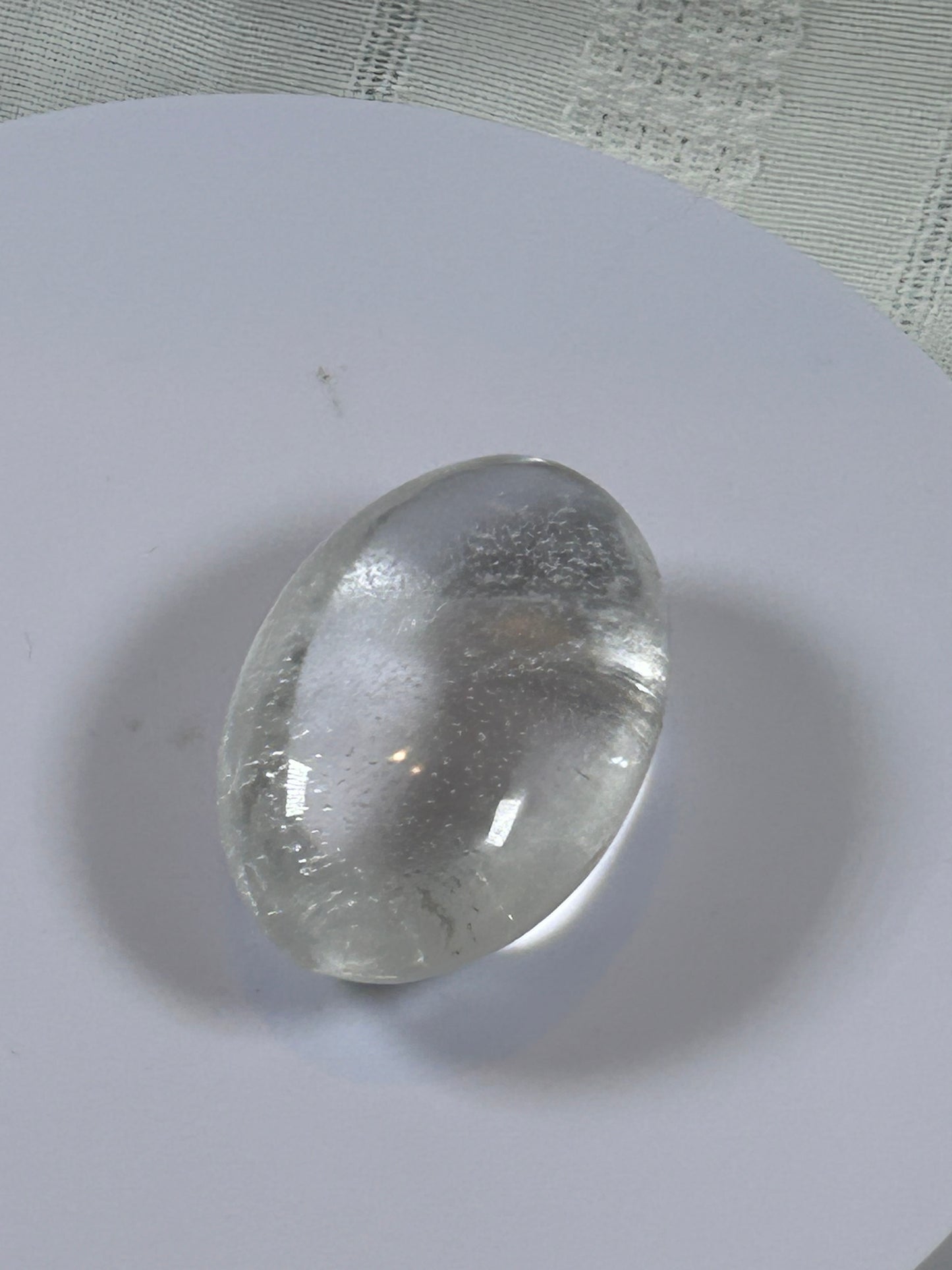 (#114) - CLEAR QUARTZ PALM STONE POLISHED - NEW