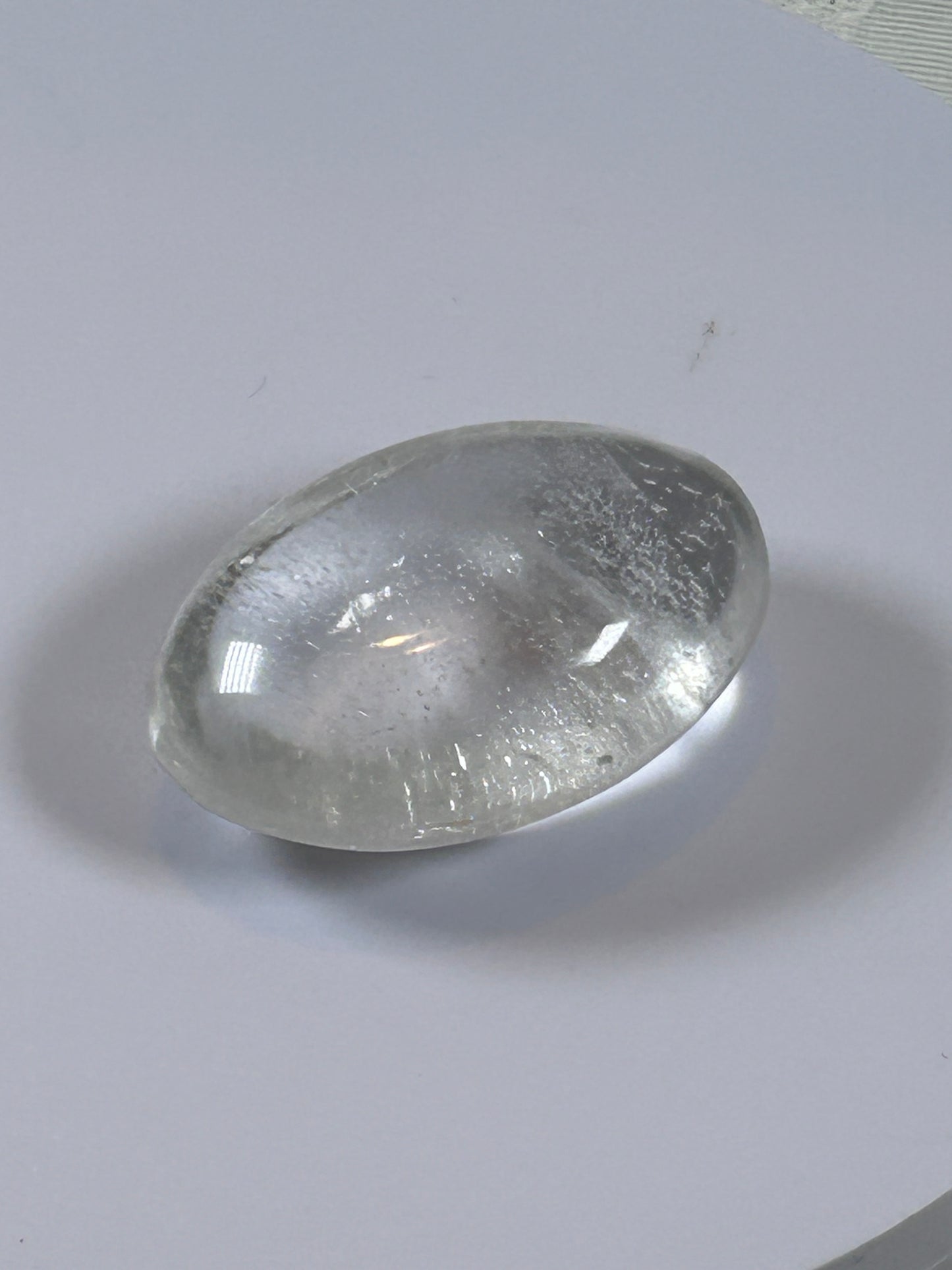 (#114) - CLEAR QUARTZ PALM STONE POLISHED - NEW