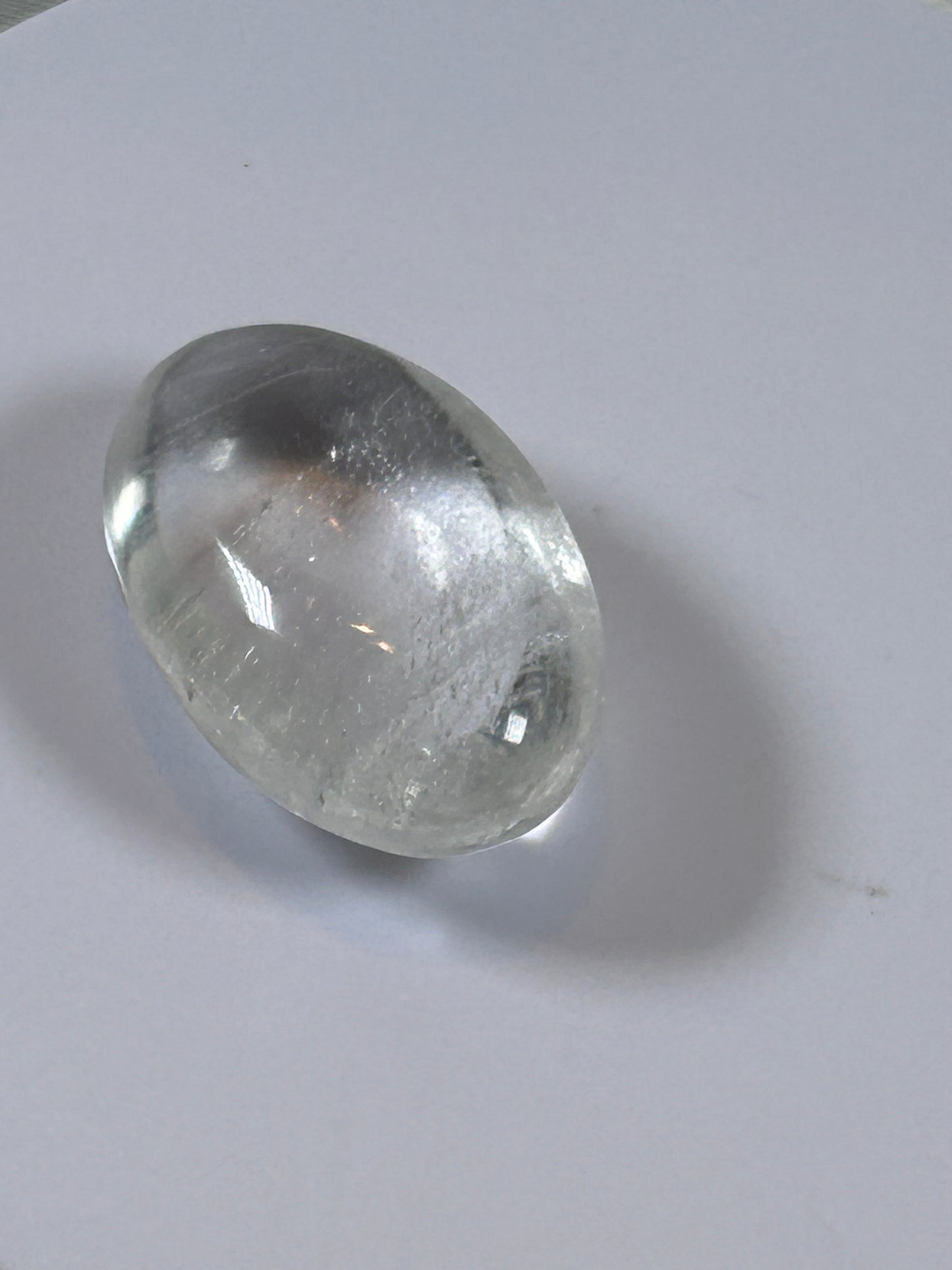 (#114) - CLEAR QUARTZ PALM STONE POLISHED - NEW