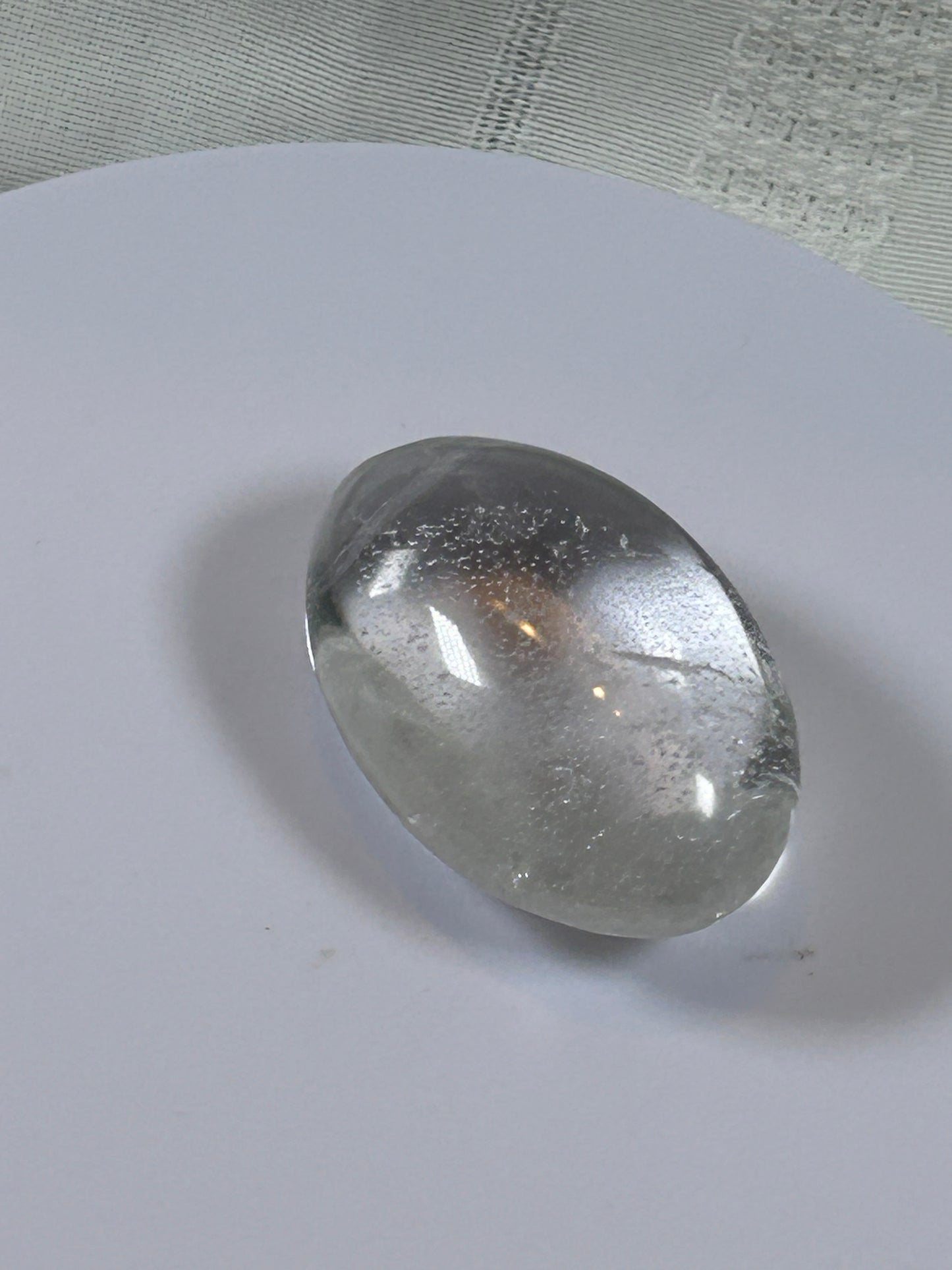 (#114) - CLEAR QUARTZ PALM STONE POLISHED - NEW