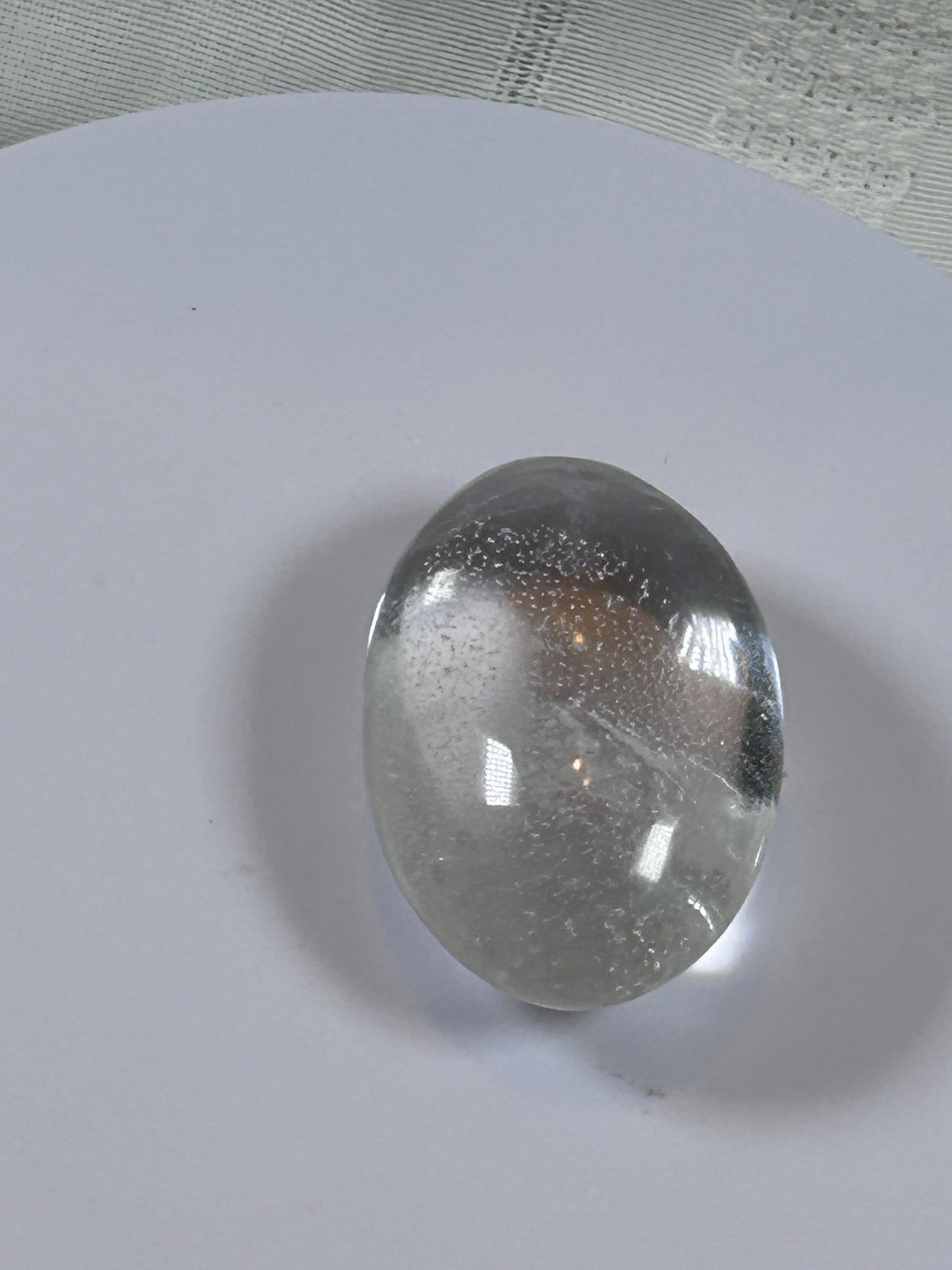 (#114) - CLEAR QUARTZ PALM STONE POLISHED - NEW