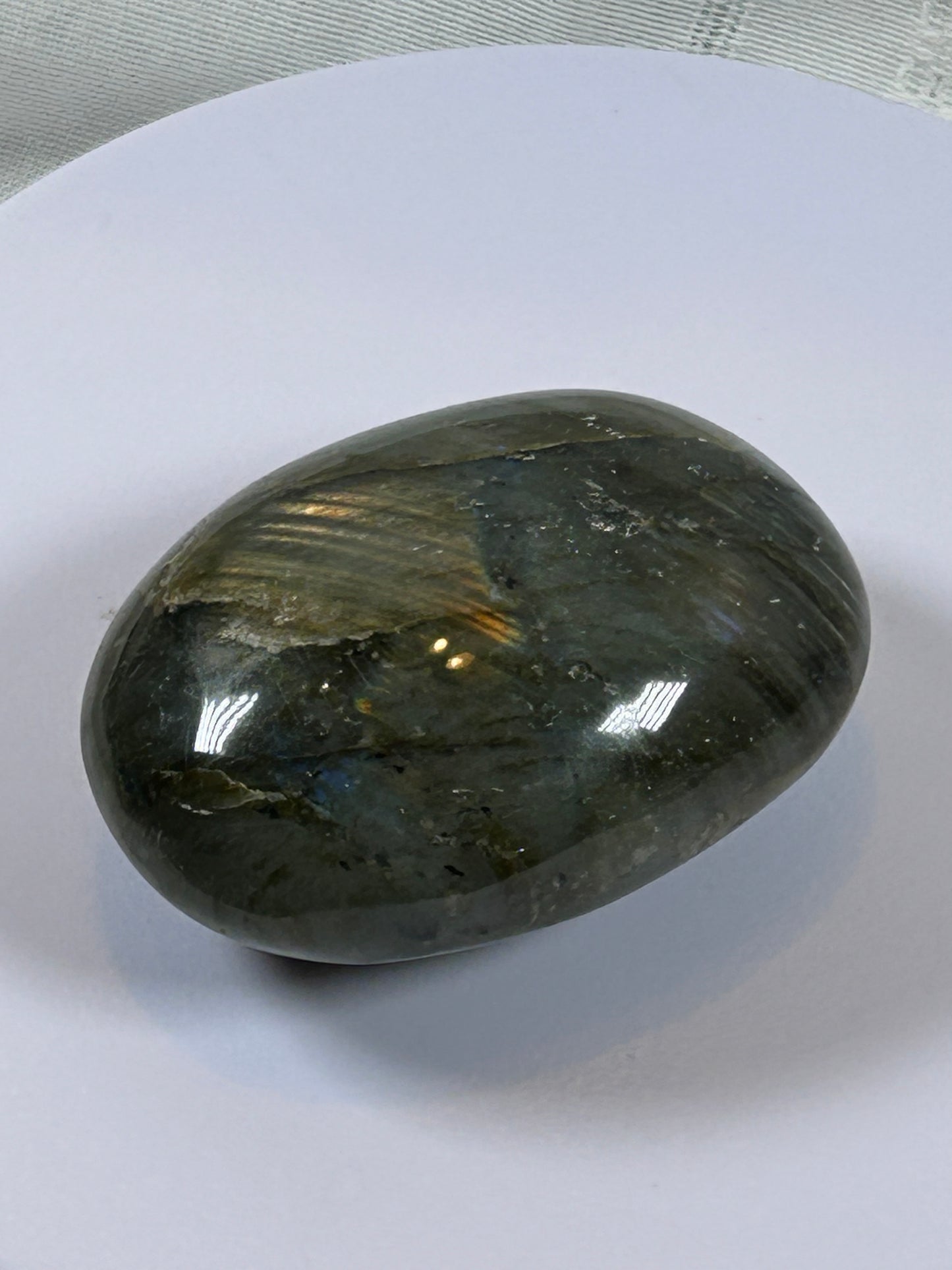 (#118) - LABRADORITE PALM STONE POLISHED - NEW