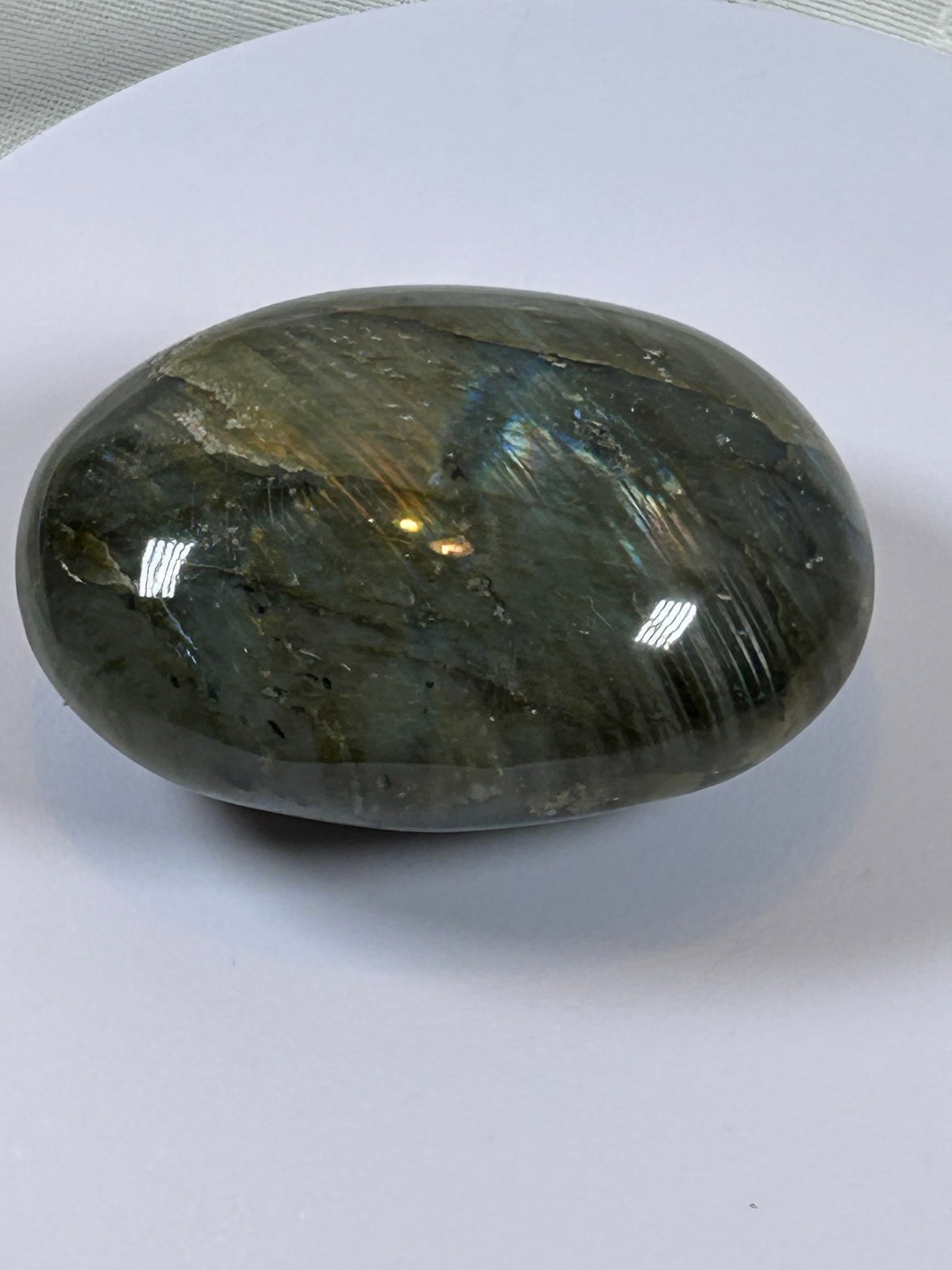 (#118) - LABRADORITE PALM STONE POLISHED - NEW