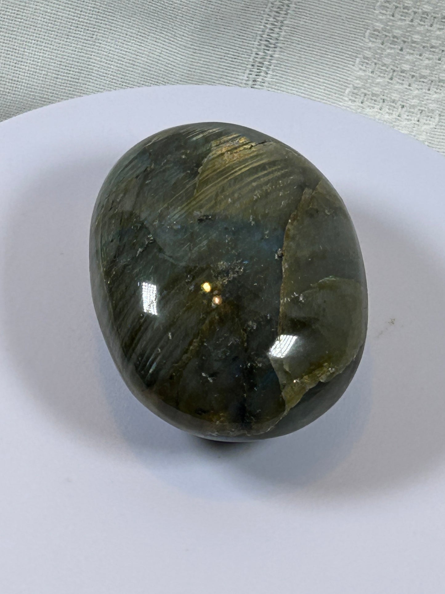 (#118) - LABRADORITE PALM STONE POLISHED - NEW