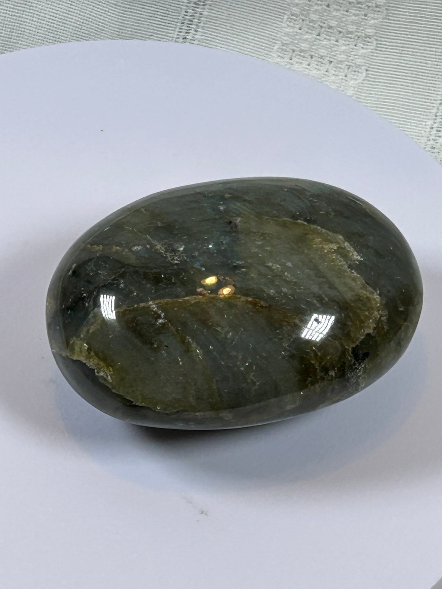 (#118) - LABRADORITE PALM STONE POLISHED - NEW