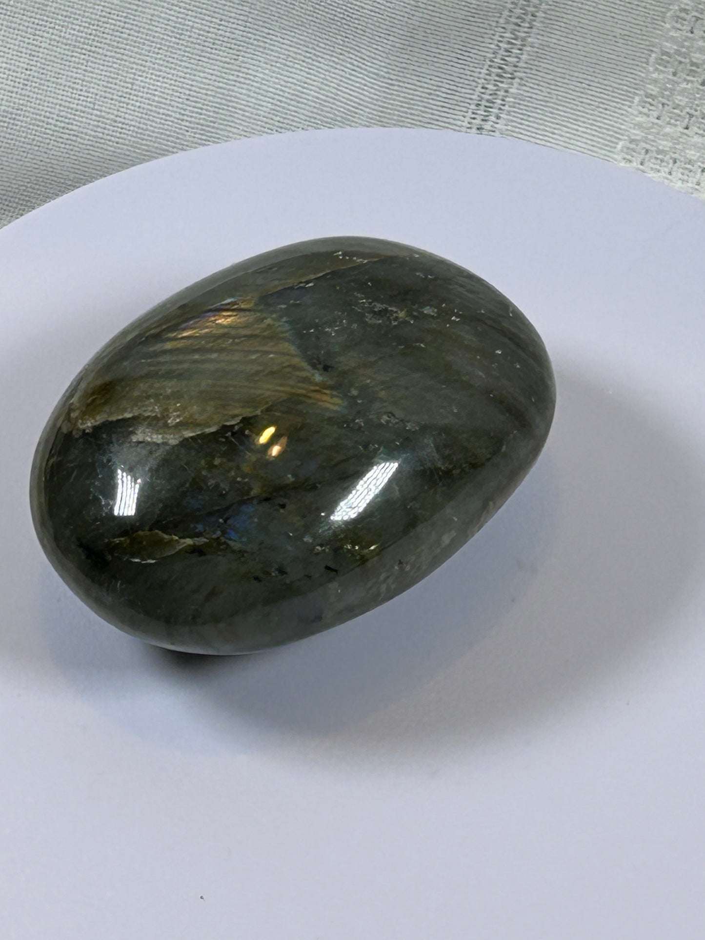 (#118) - LABRADORITE PALM STONE POLISHED - NEW