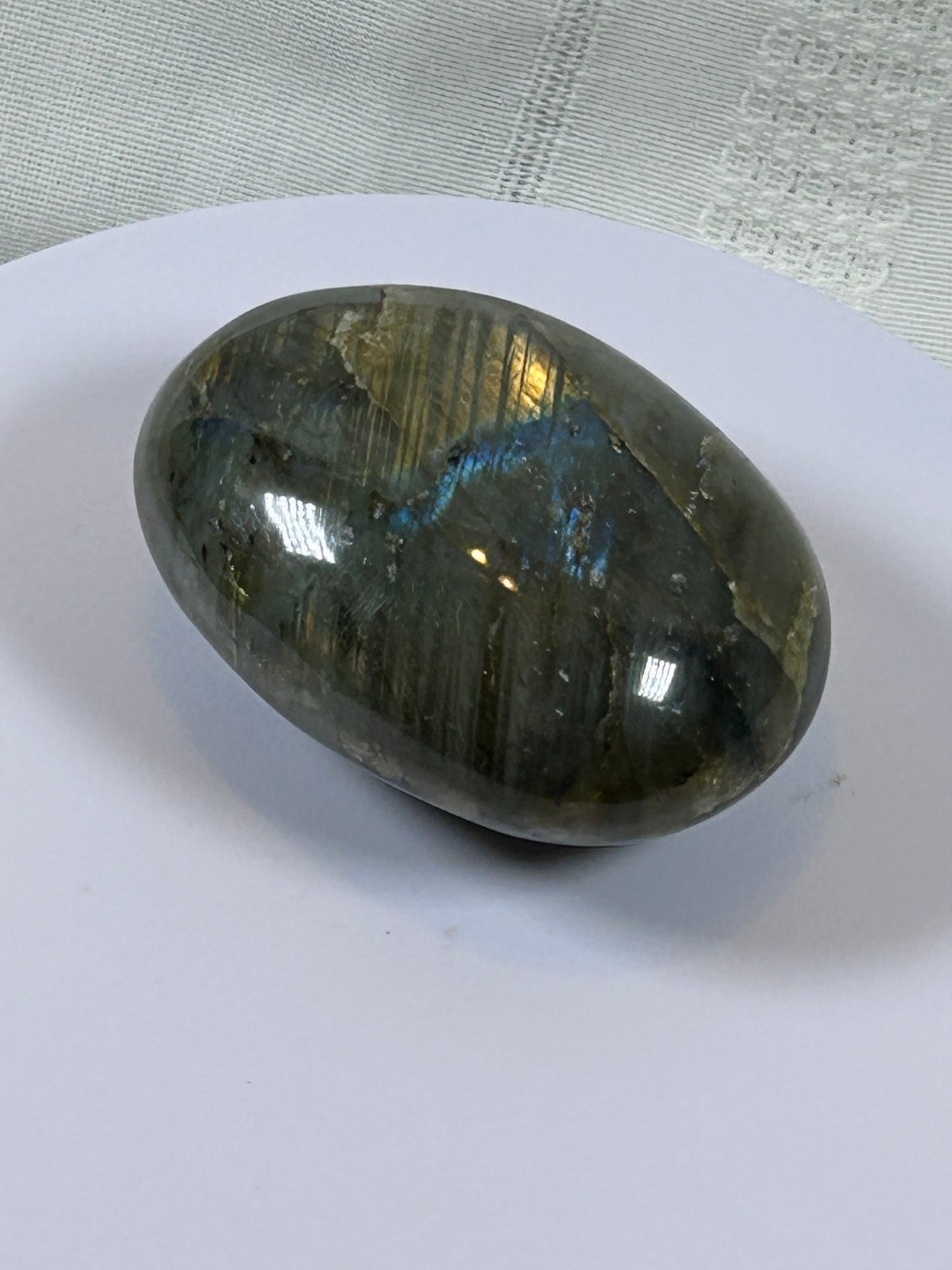(#118) - LABRADORITE PALM STONE POLISHED - NEW