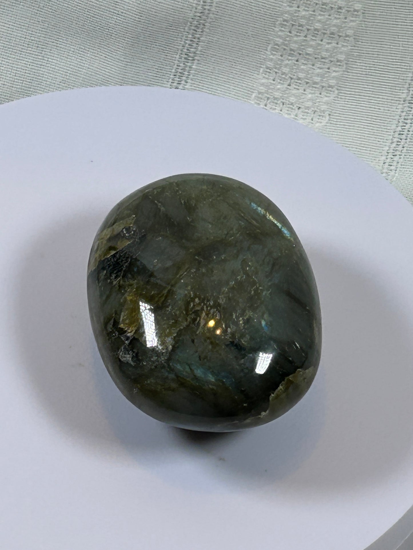 (#118) - LABRADORITE PALM STONE POLISHED - NEW