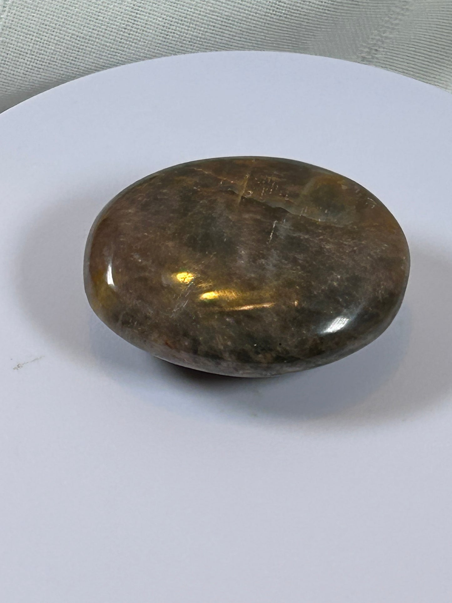 (#116) - BLACK MOONSTONE PALM STONE POLISHED - NEW