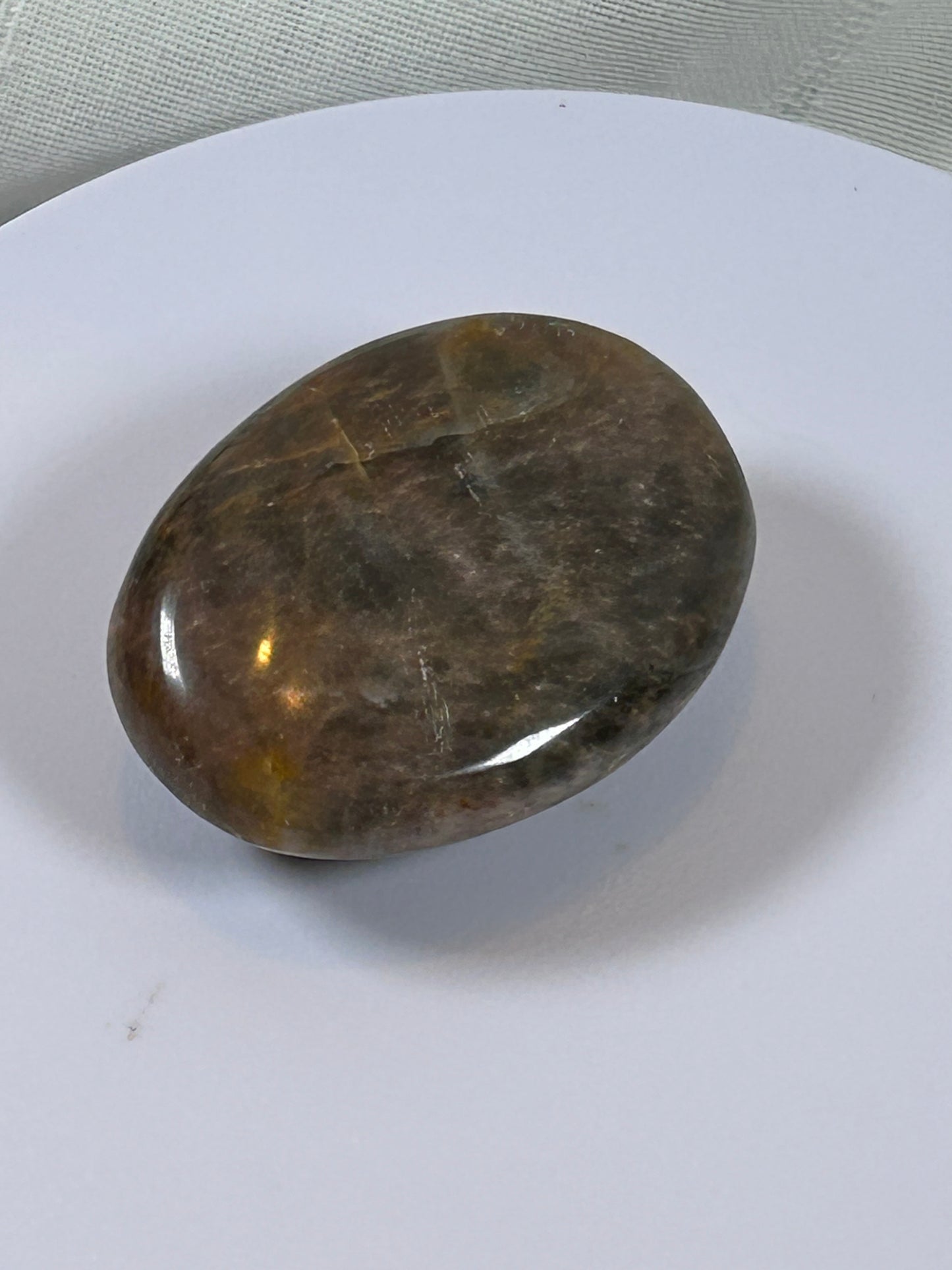 (#116) - BLACK MOONSTONE PALM STONE POLISHED - NEW