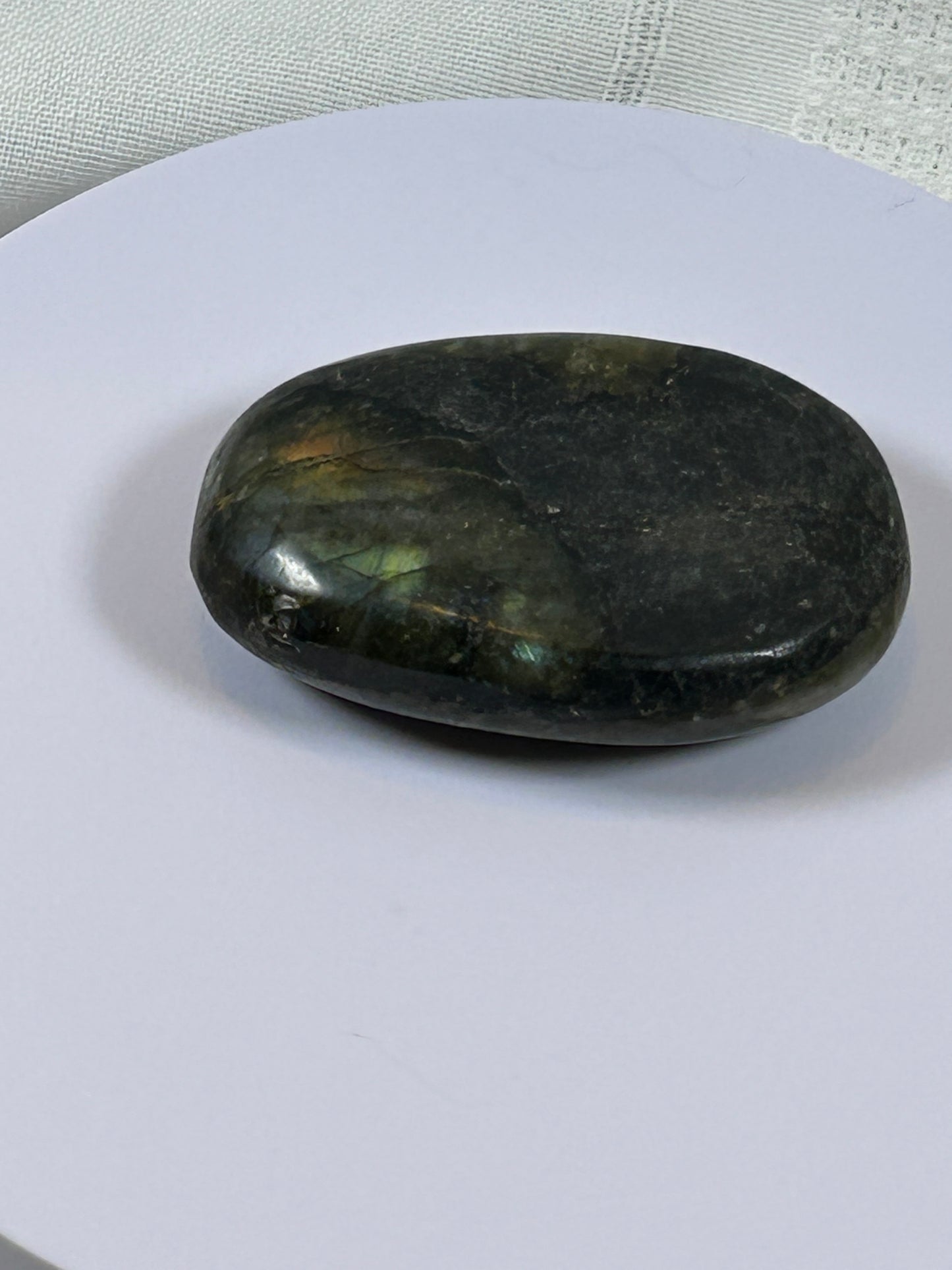 (#117) - LABRADORITE PALM STONE POLISHED - NEW