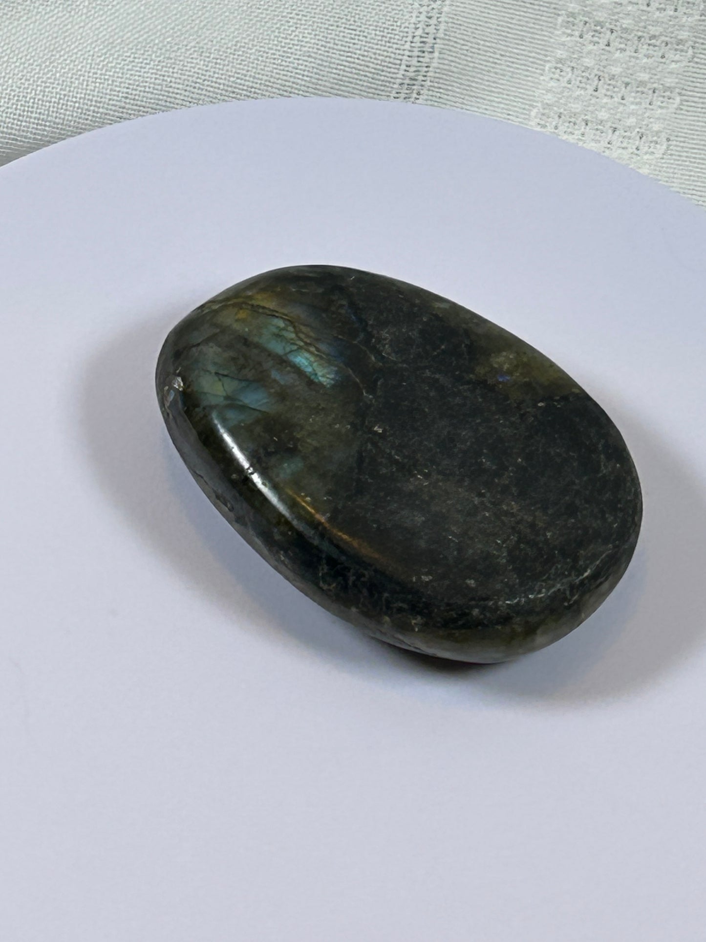 (#117) - LABRADORITE PALM STONE POLISHED - NEW