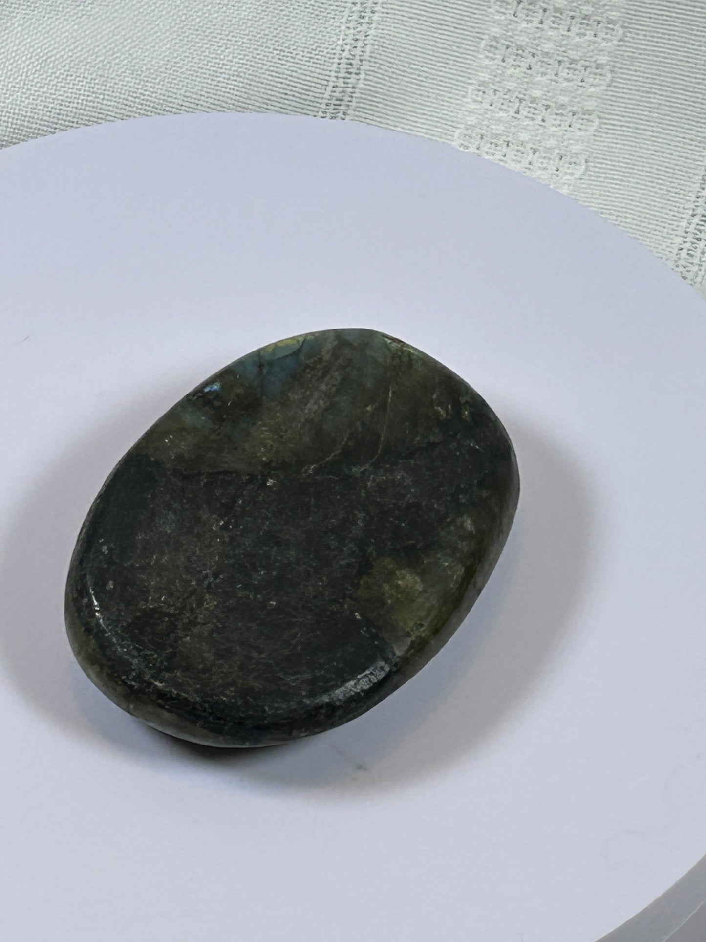 (#117) - LABRADORITE PALM STONE POLISHED - NEW
