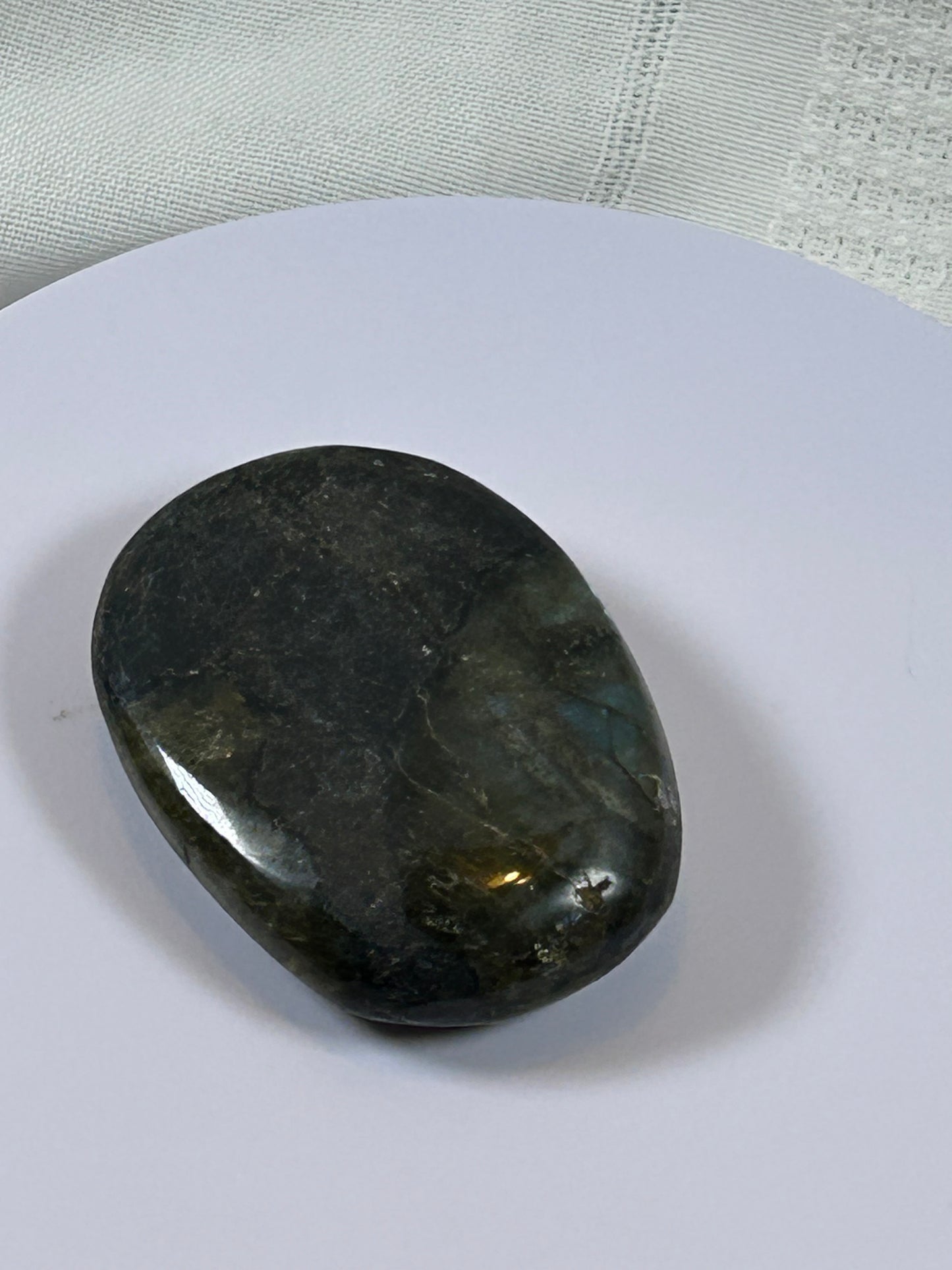 (#117) - LABRADORITE PALM STONE POLISHED - NEW