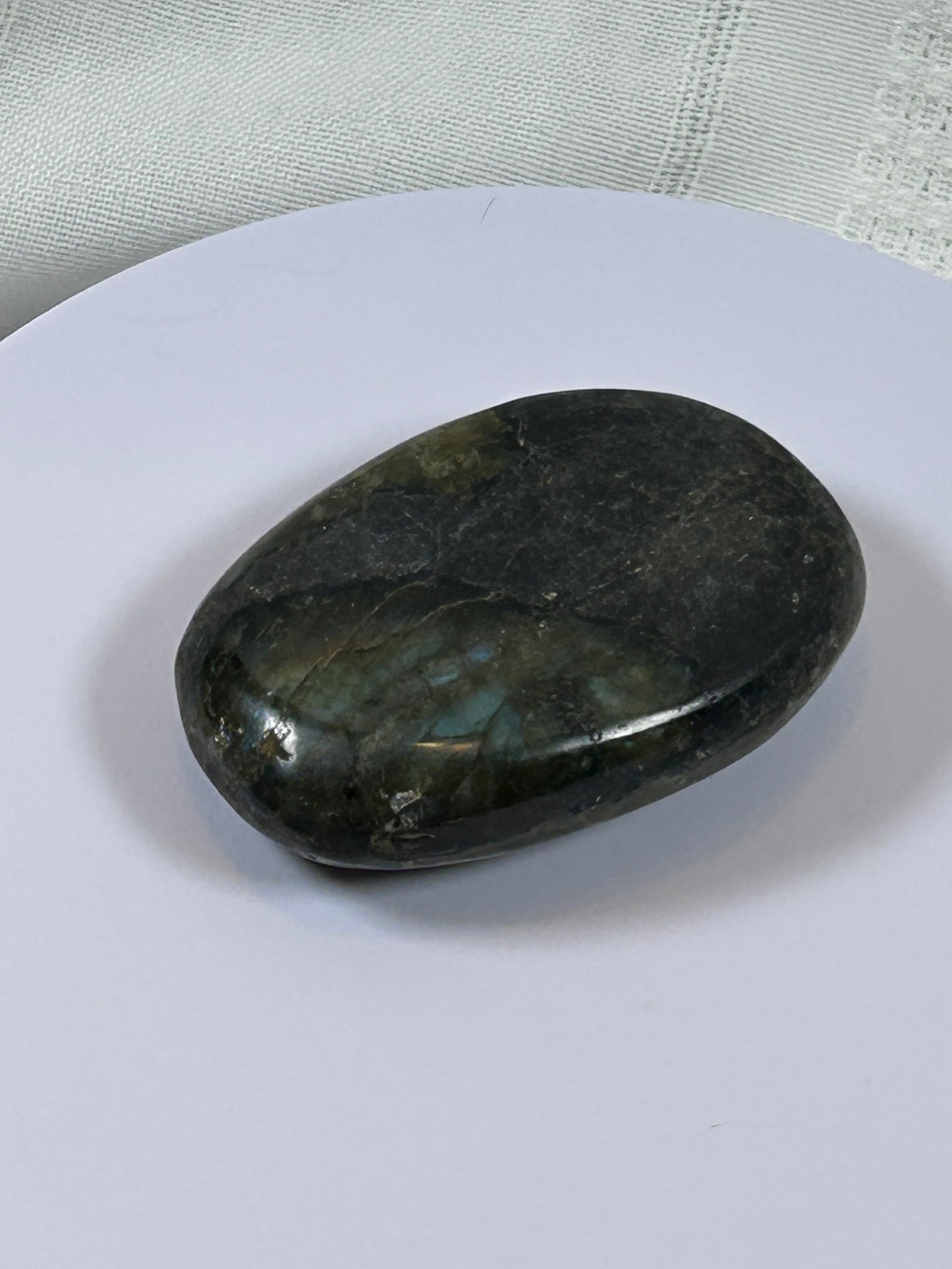 (#117) - LABRADORITE PALM STONE POLISHED - NEW