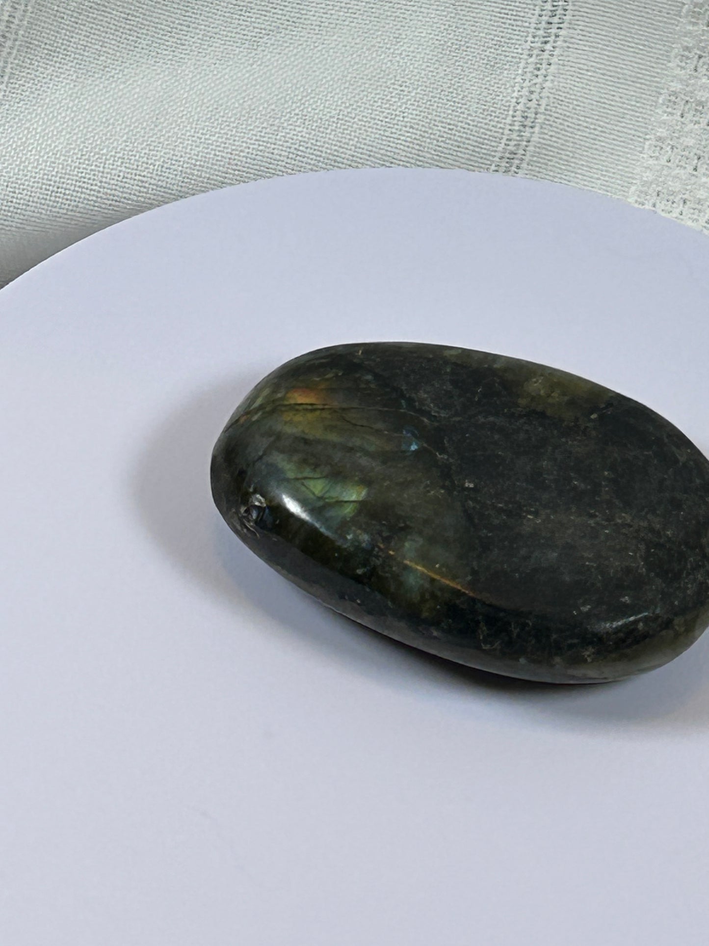 (#117) - LABRADORITE PALM STONE POLISHED - NEW
