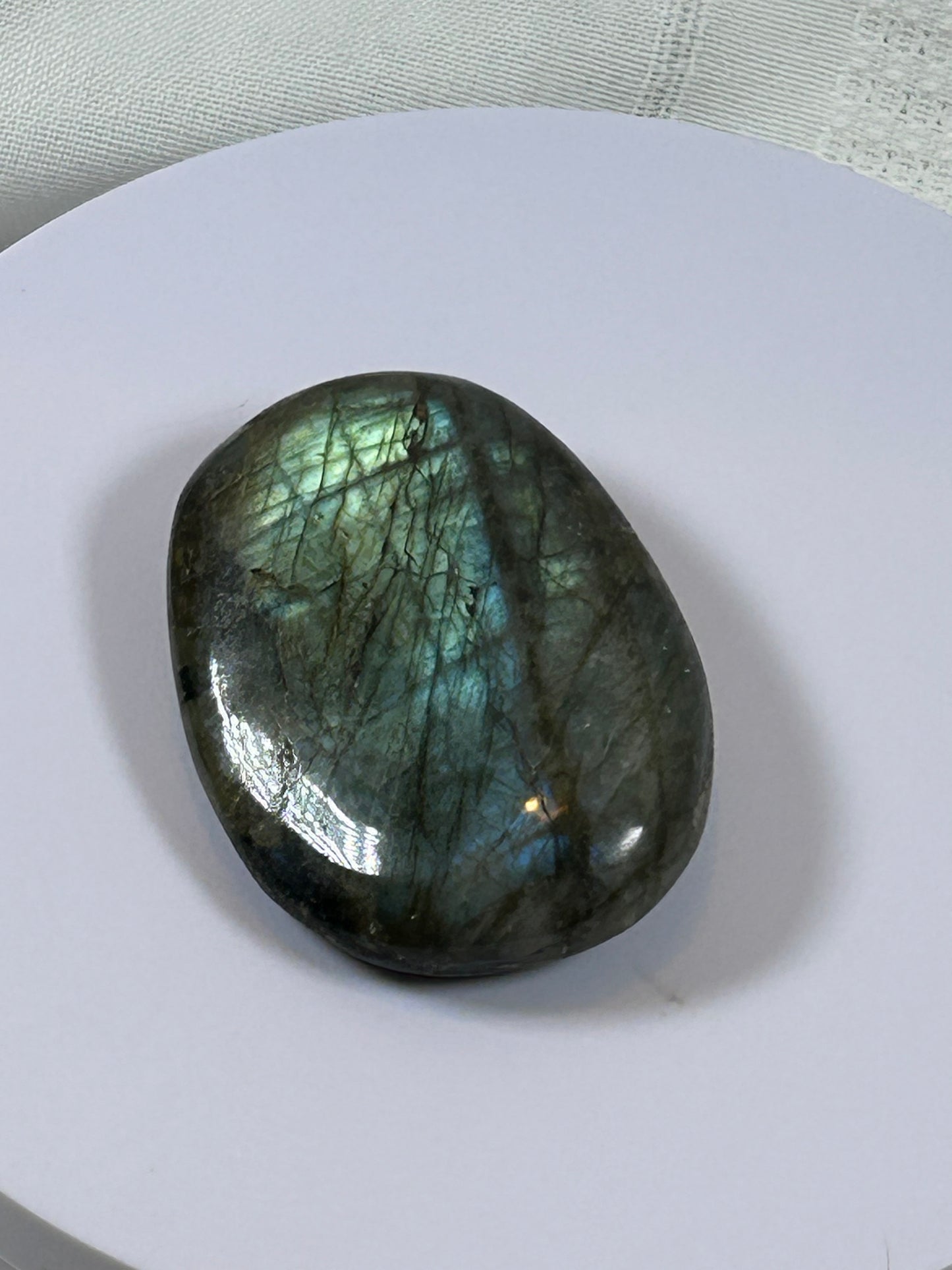 (#117) - LABRADORITE PALM STONE POLISHED - NEW