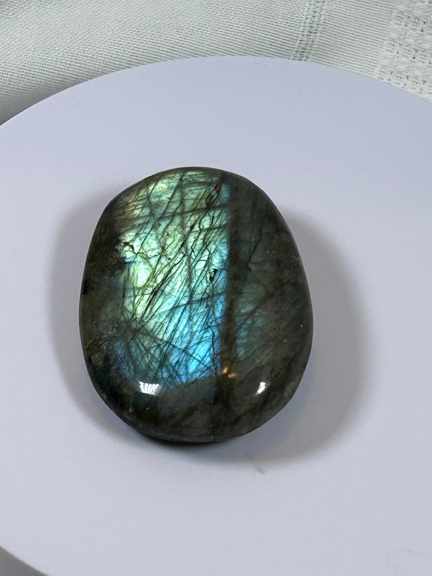(#117) - LABRADORITE PALM STONE POLISHED - NEW