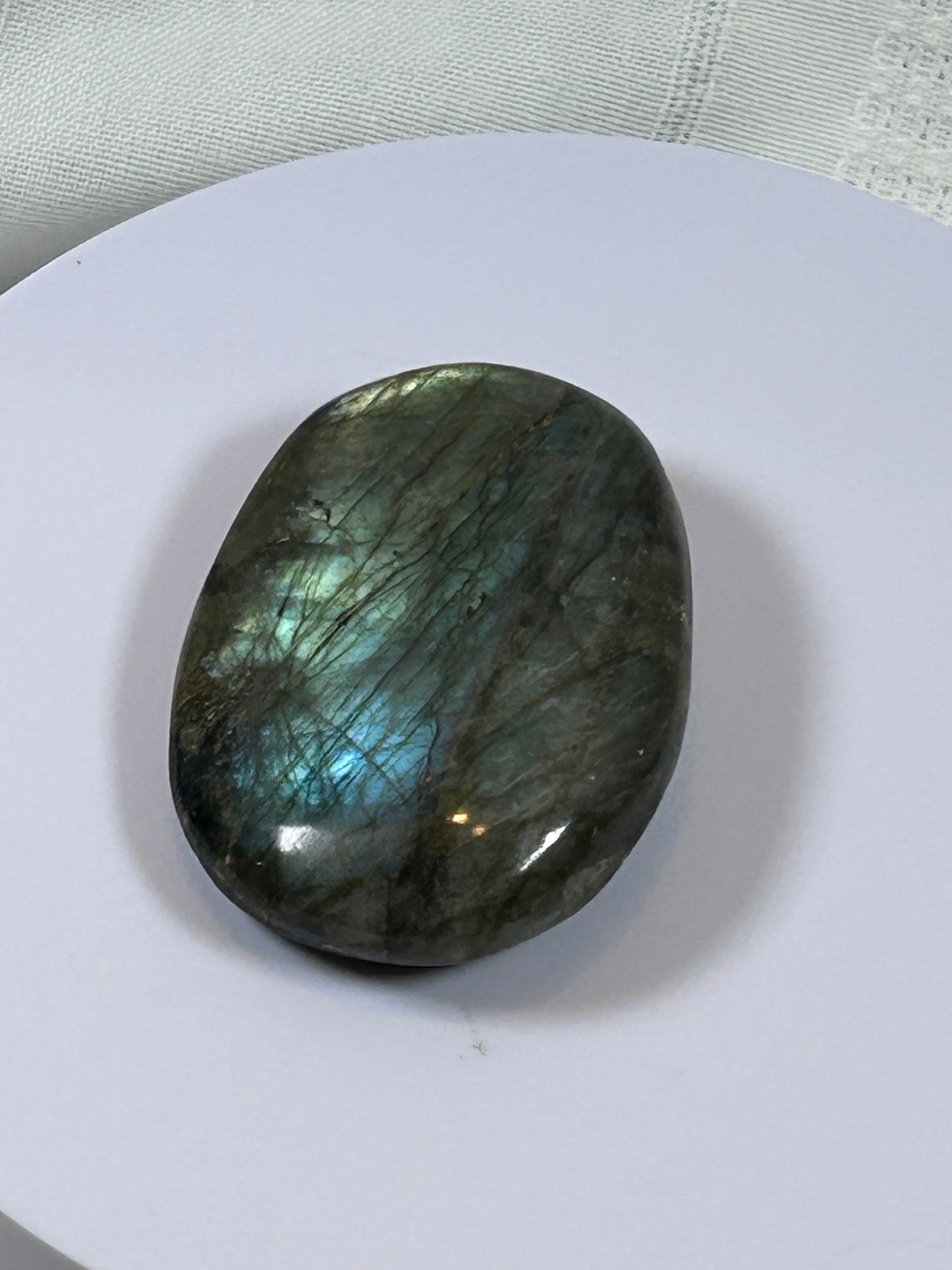 (#117) - LABRADORITE PALM STONE POLISHED - NEW