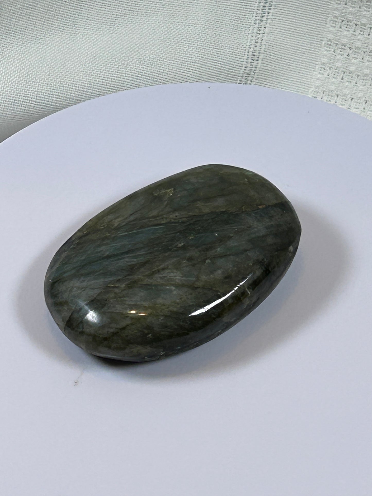 (#117) - LABRADORITE PALM STONE POLISHED - NEW
