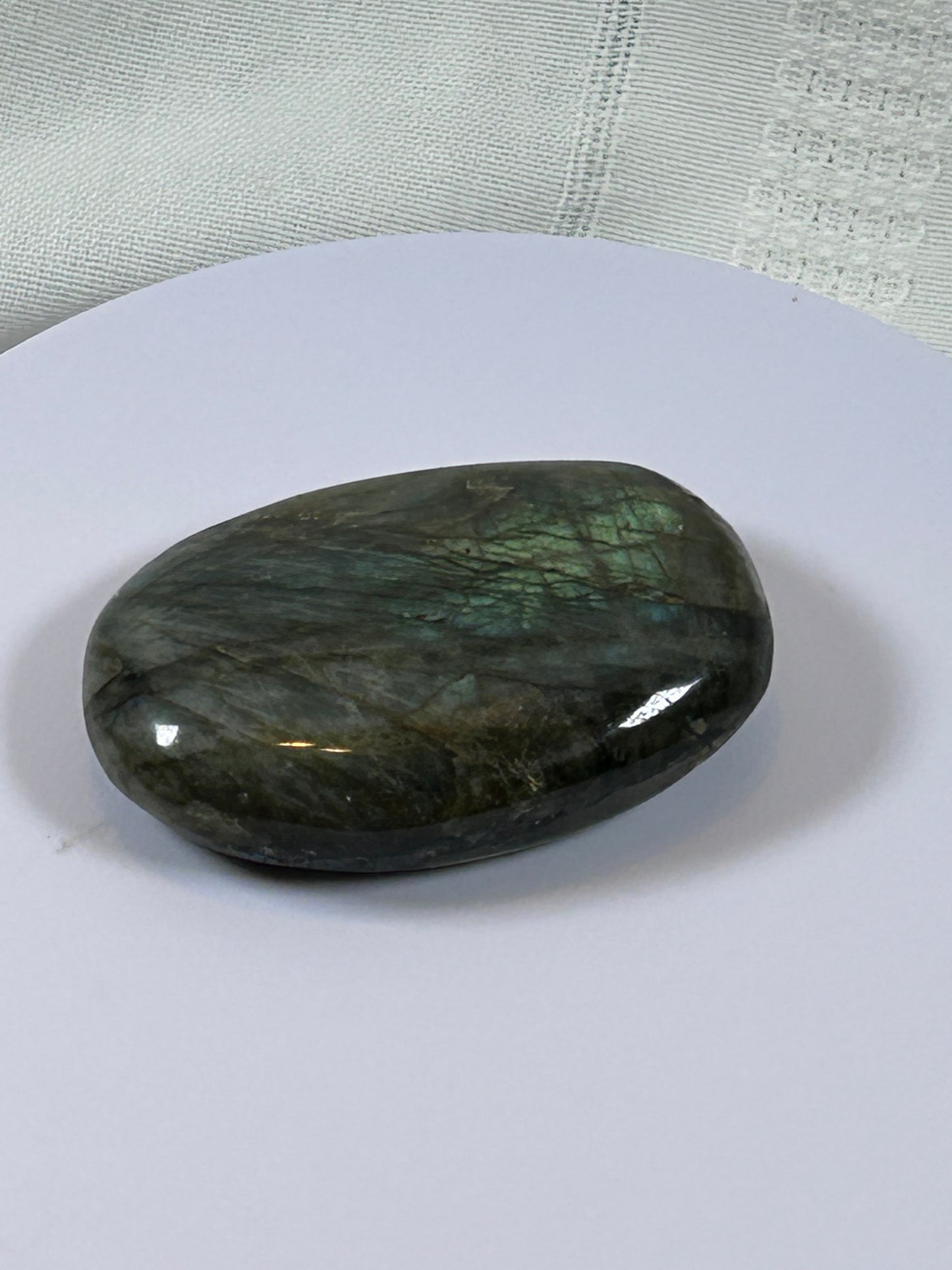 (#117) - LABRADORITE PALM STONE POLISHED - NEW