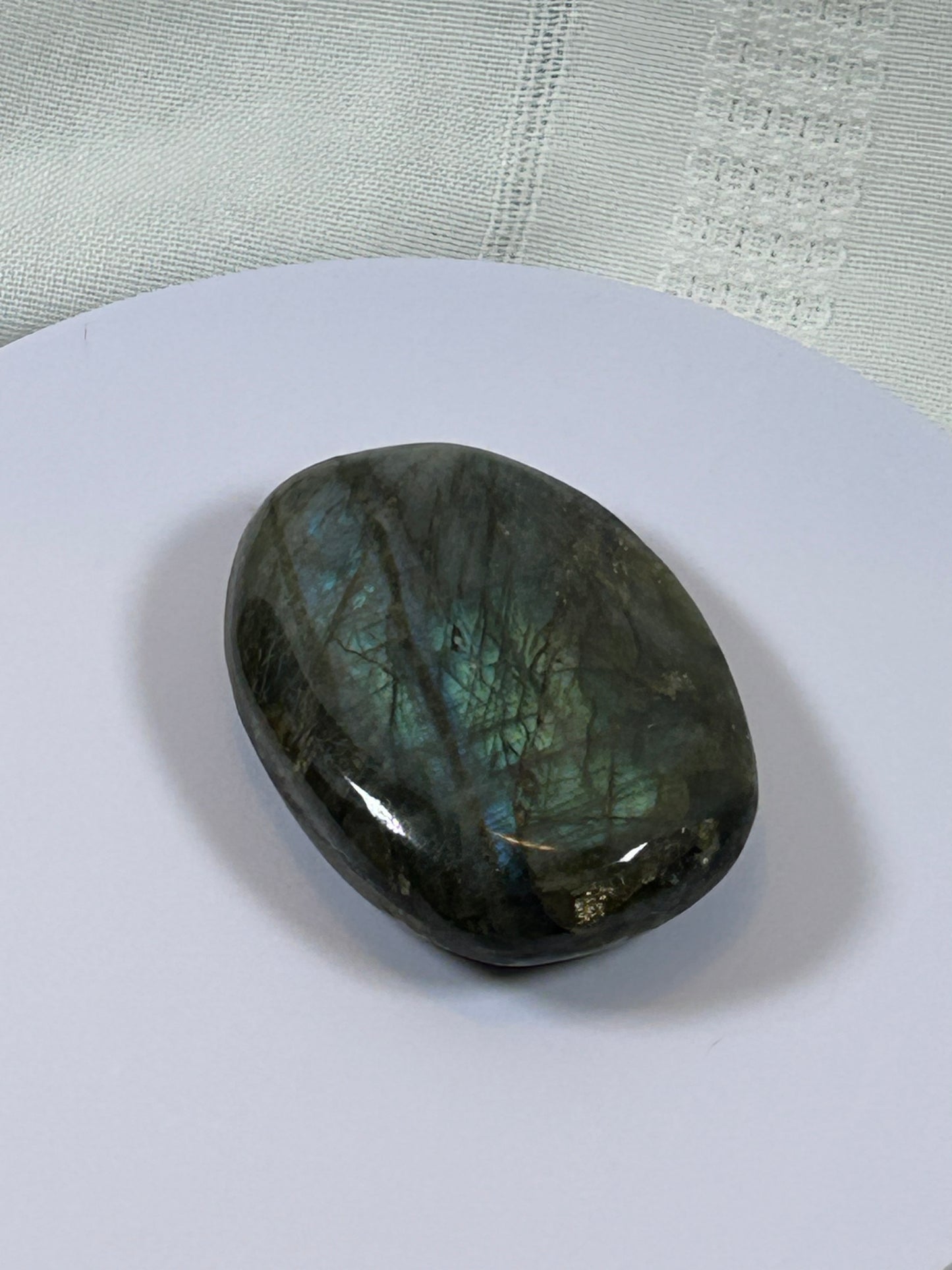 (#117) - LABRADORITE PALM STONE POLISHED - NEW