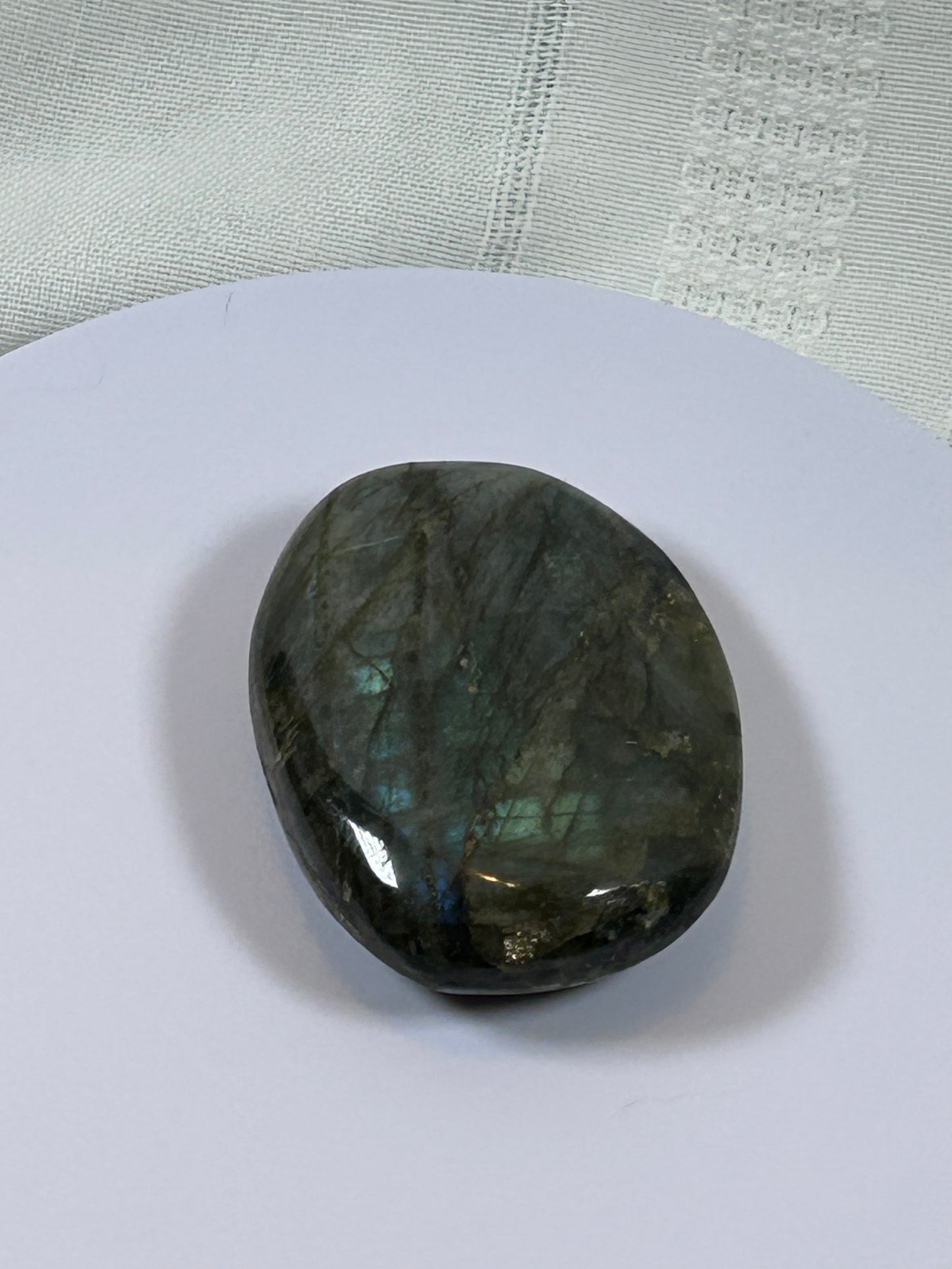 (#117) - LABRADORITE PALM STONE POLISHED - NEW