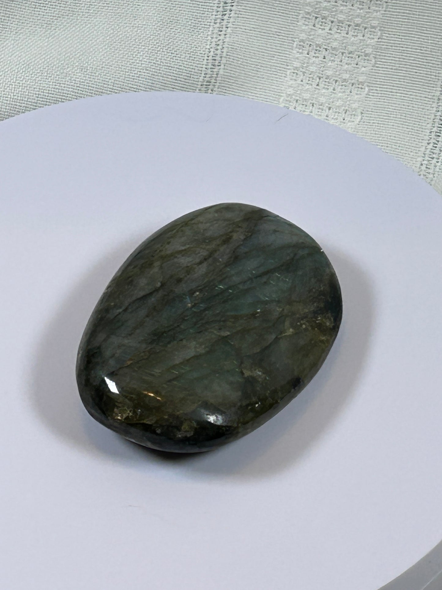 (#117) - LABRADORITE PALM STONE POLISHED - NEW