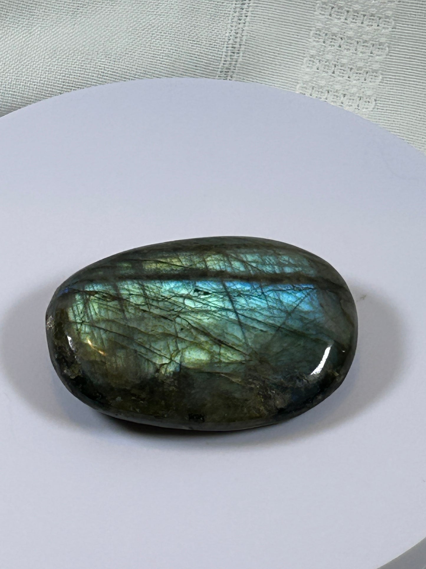 (#117) - LABRADORITE PALM STONE POLISHED - NEW