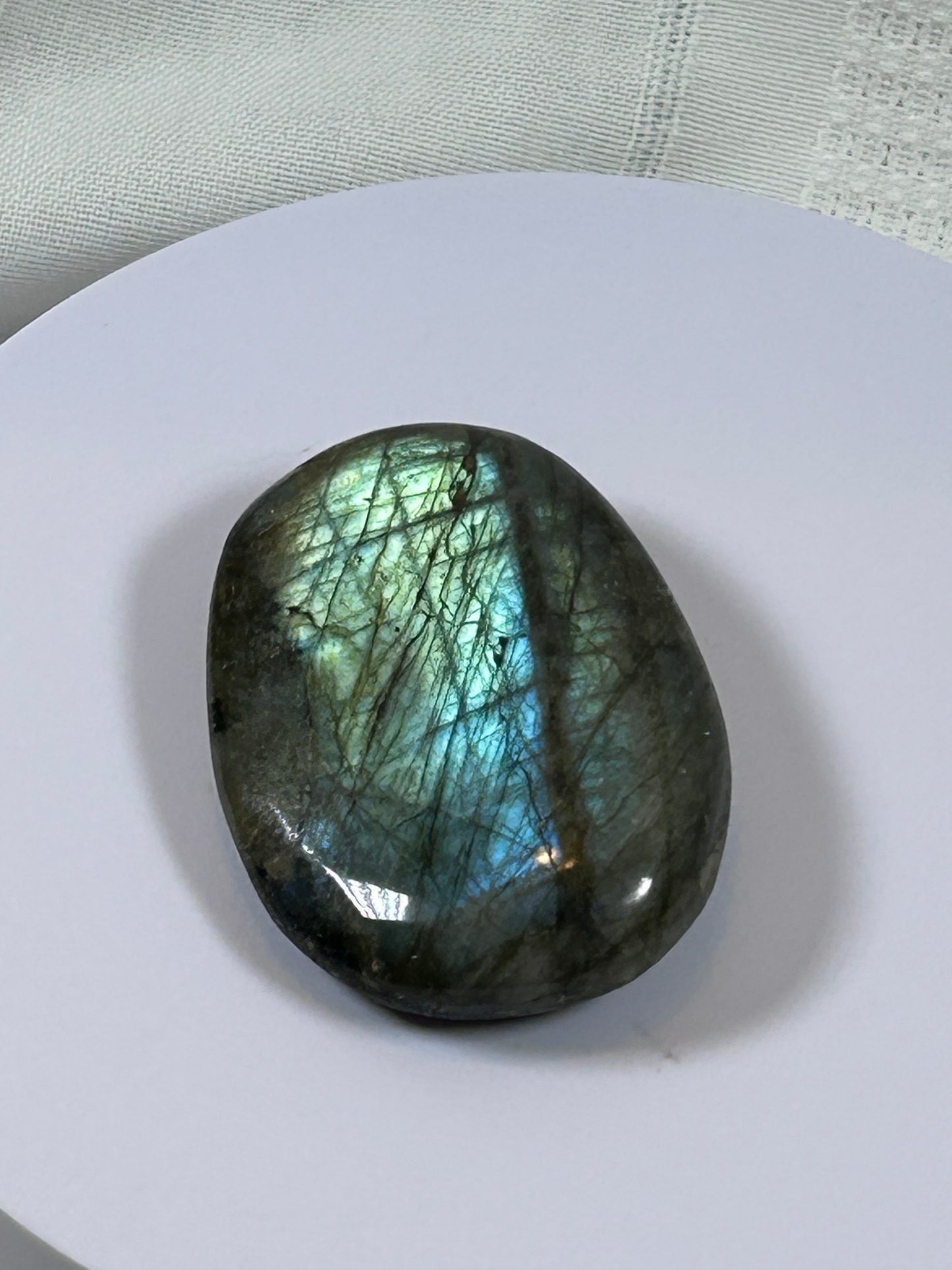 (#117) - LABRADORITE PALM STONE POLISHED - NEW