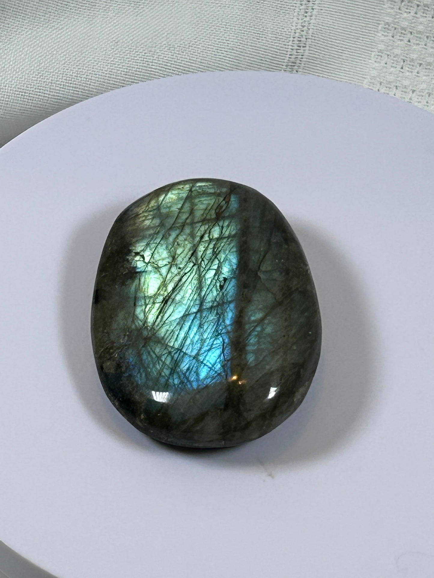 (#117) - LABRADORITE PALM STONE POLISHED - NEW