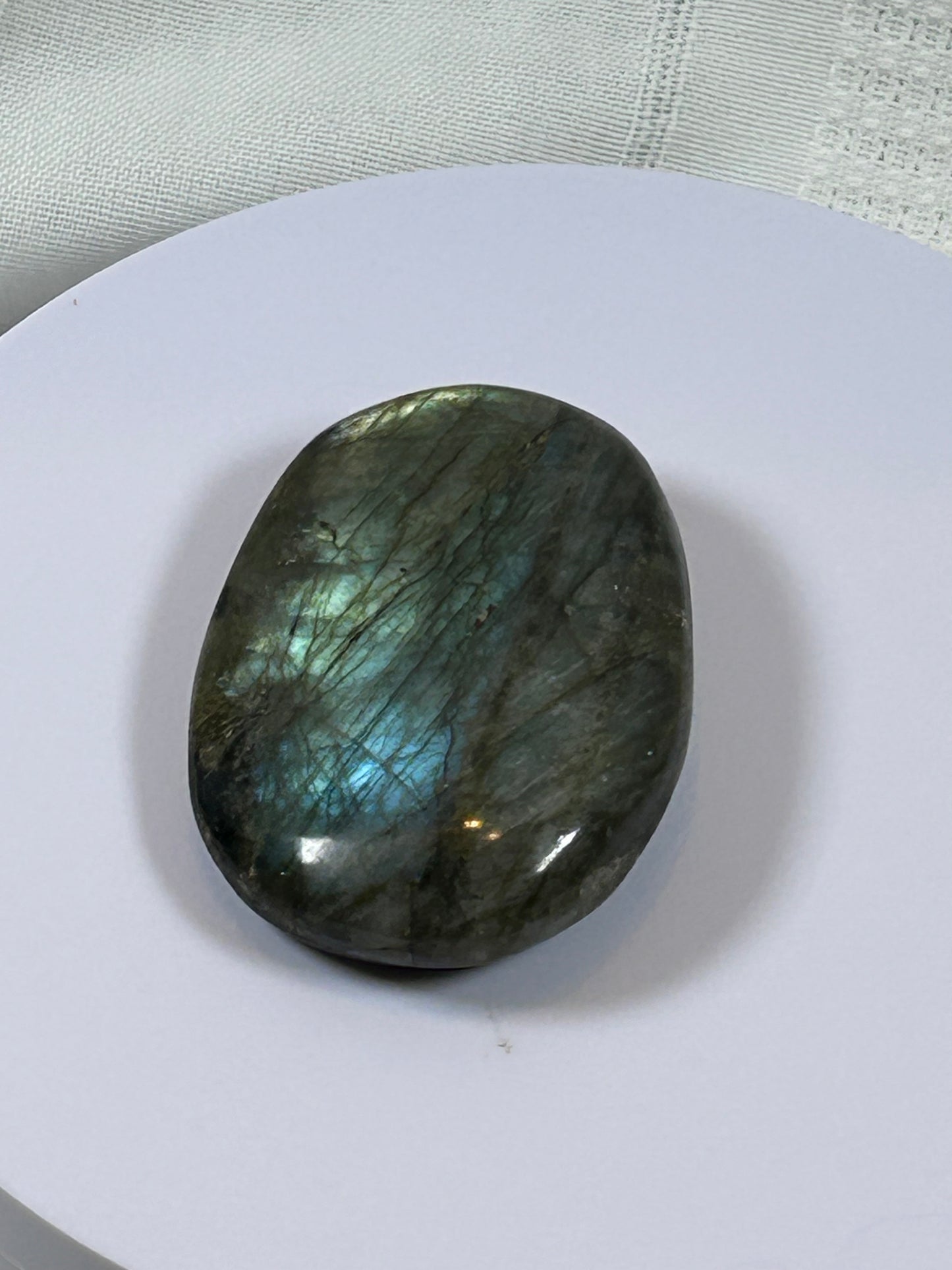 (#117) - LABRADORITE PALM STONE POLISHED - NEW