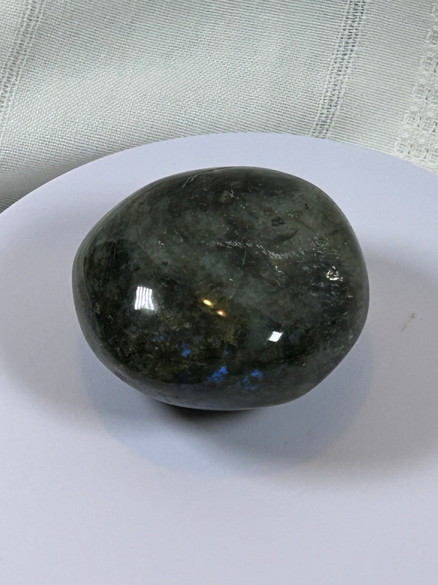 (#120) - LABRADORITE PALM STONE POLISHED - NEW