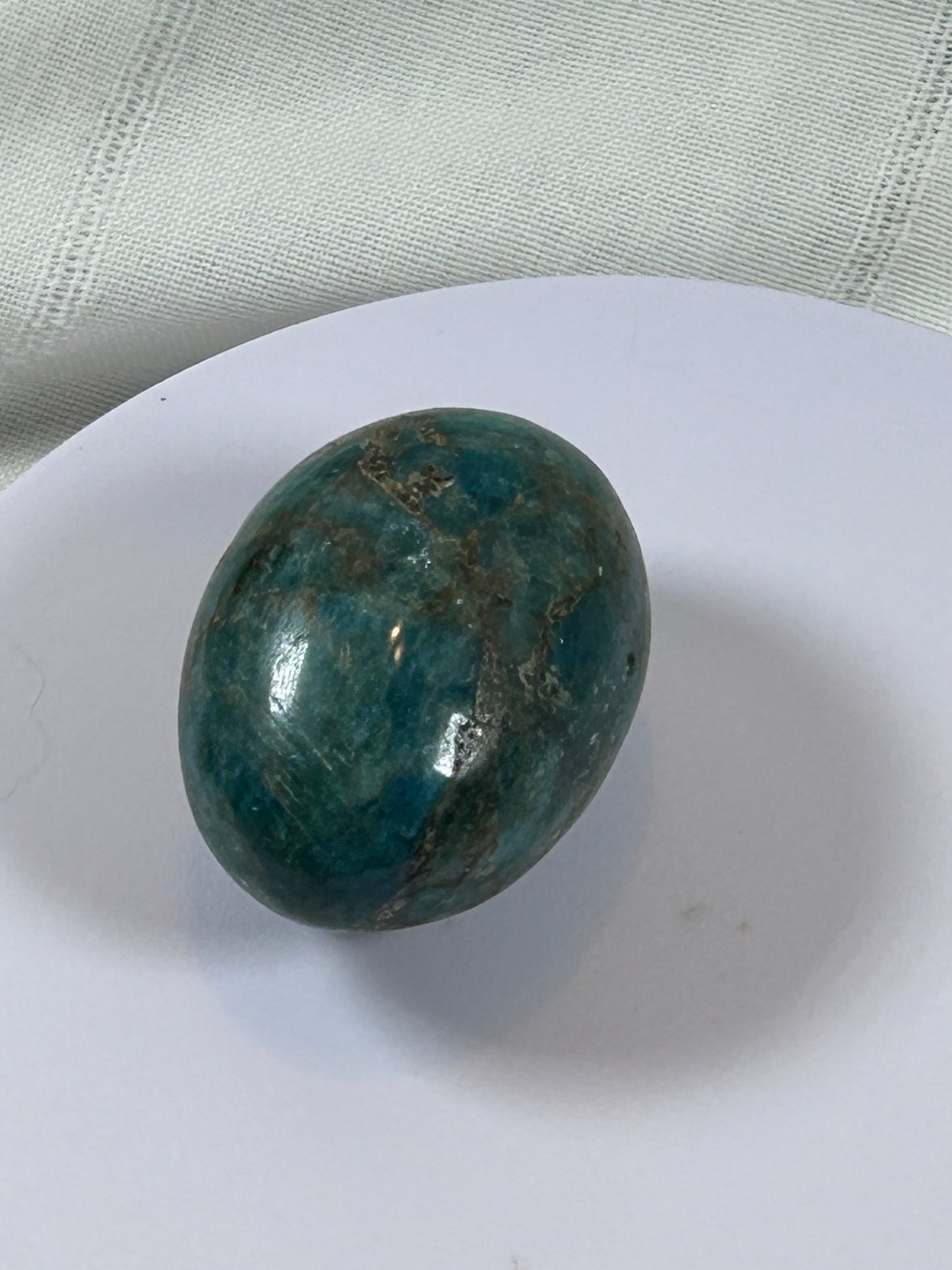 (#121) - BLUE APATITE PALM STONE POLISHED - NEW