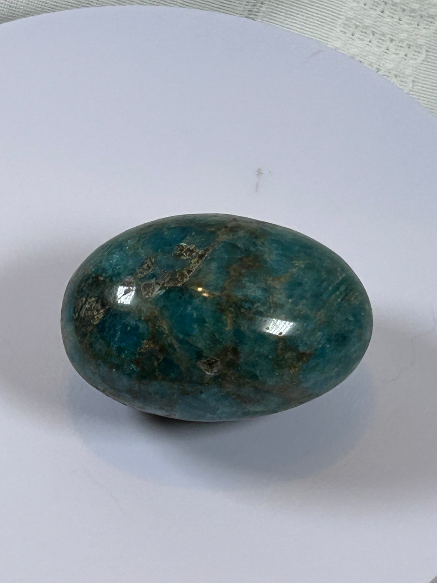 (#121) - BLUE APATITE PALM STONE POLISHED - NEW