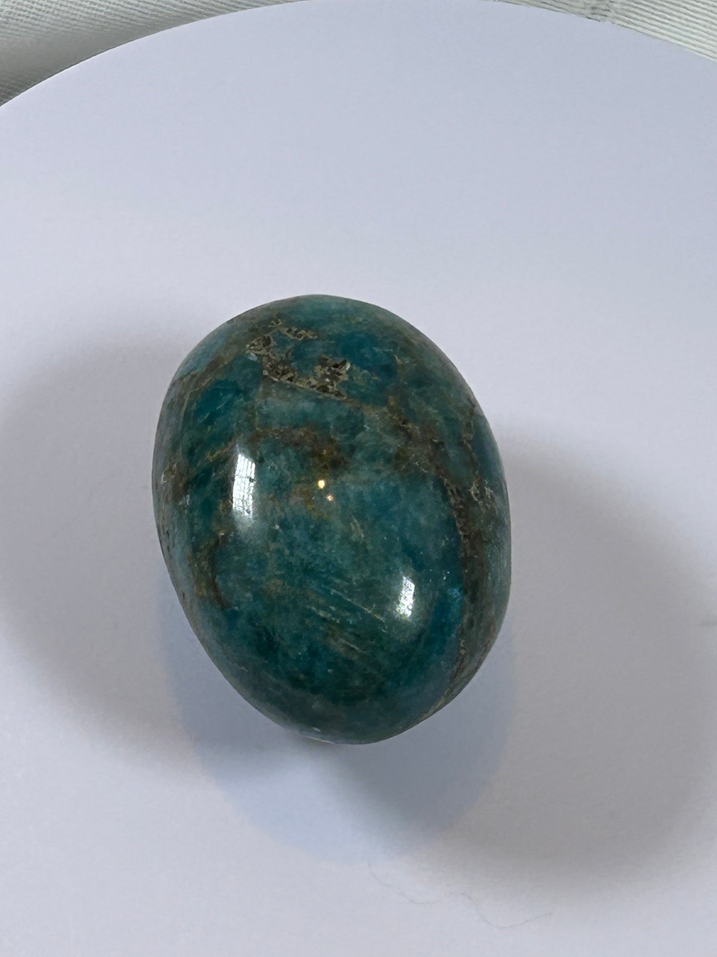 (#121) - BLUE APATITE PALM STONE POLISHED - NEW