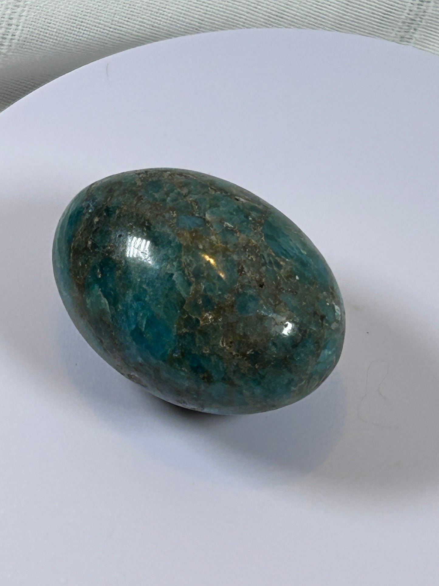 (#121) - BLUE APATITE PALM STONE POLISHED - NEW