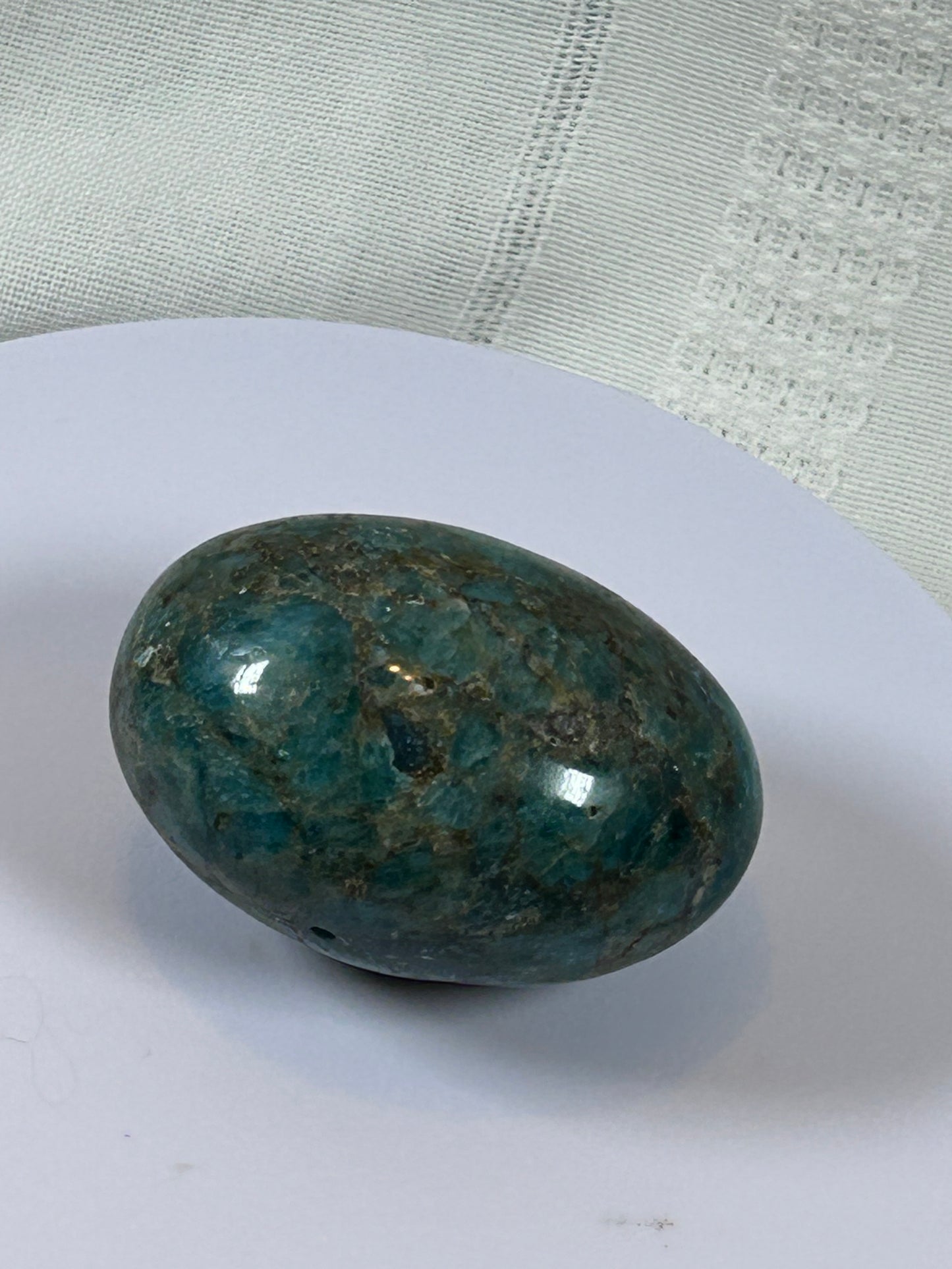 (#121) - BLUE APATITE PALM STONE POLISHED - NEW