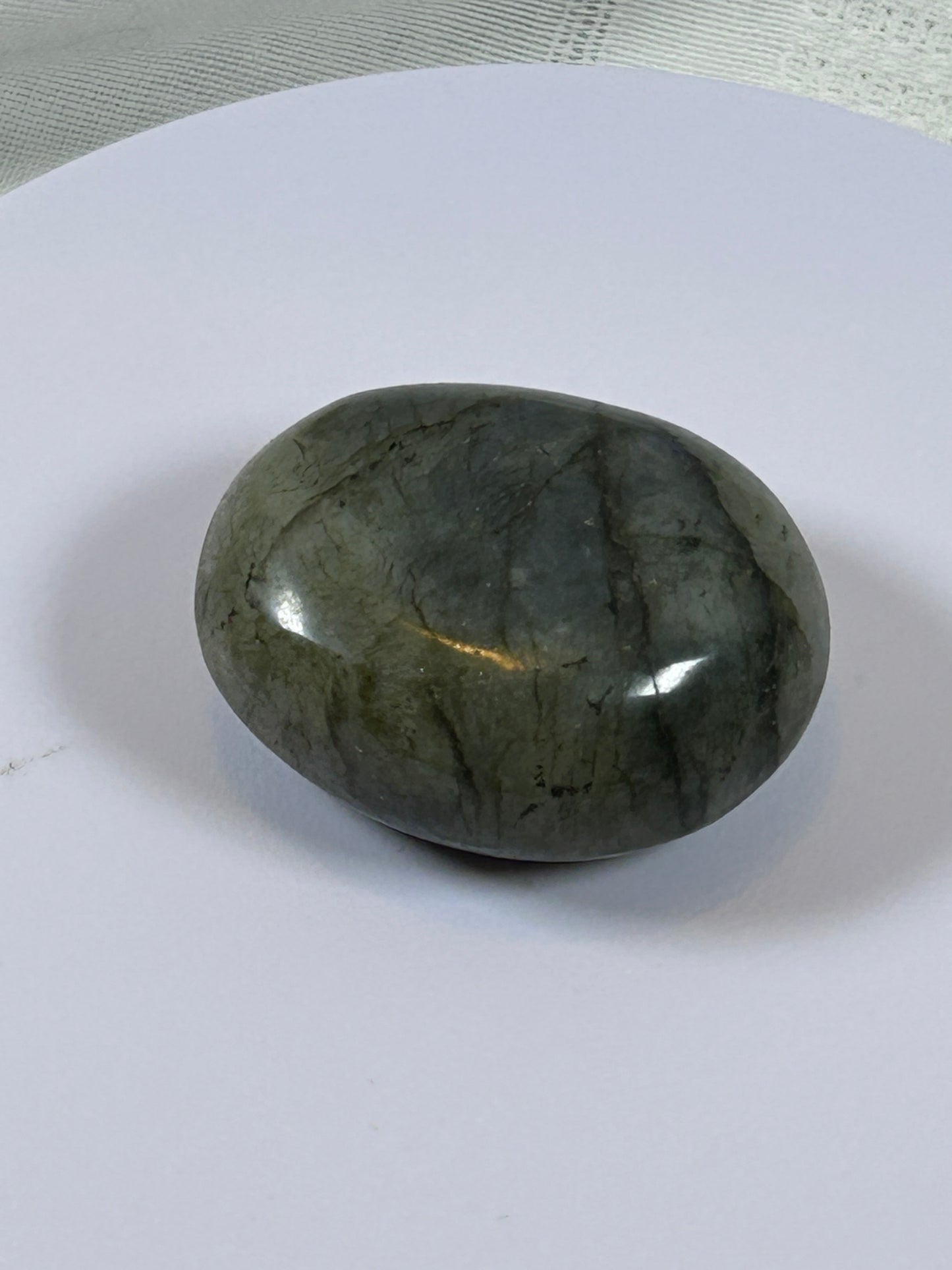(#124) - LABRADORITE PALM STONE POLISHED - NEW