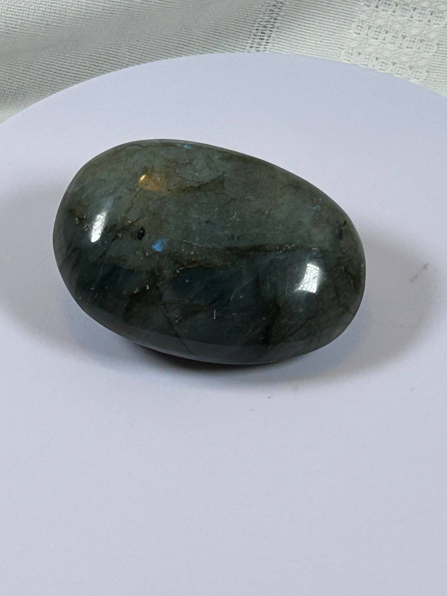(#127) - LABRADORITE PALM STONE POLISHED - NEW