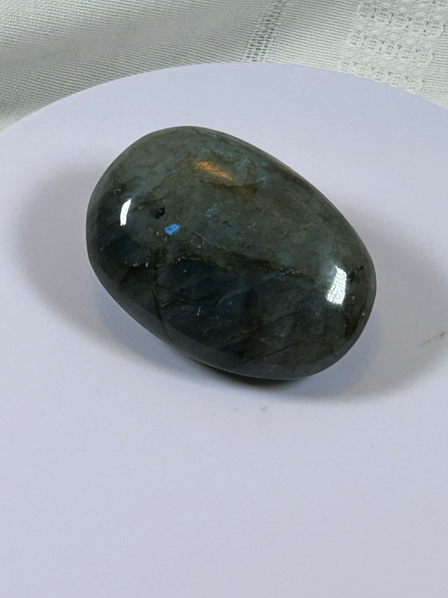 (#127) - LABRADORITE PALM STONE POLISHED - NEW
