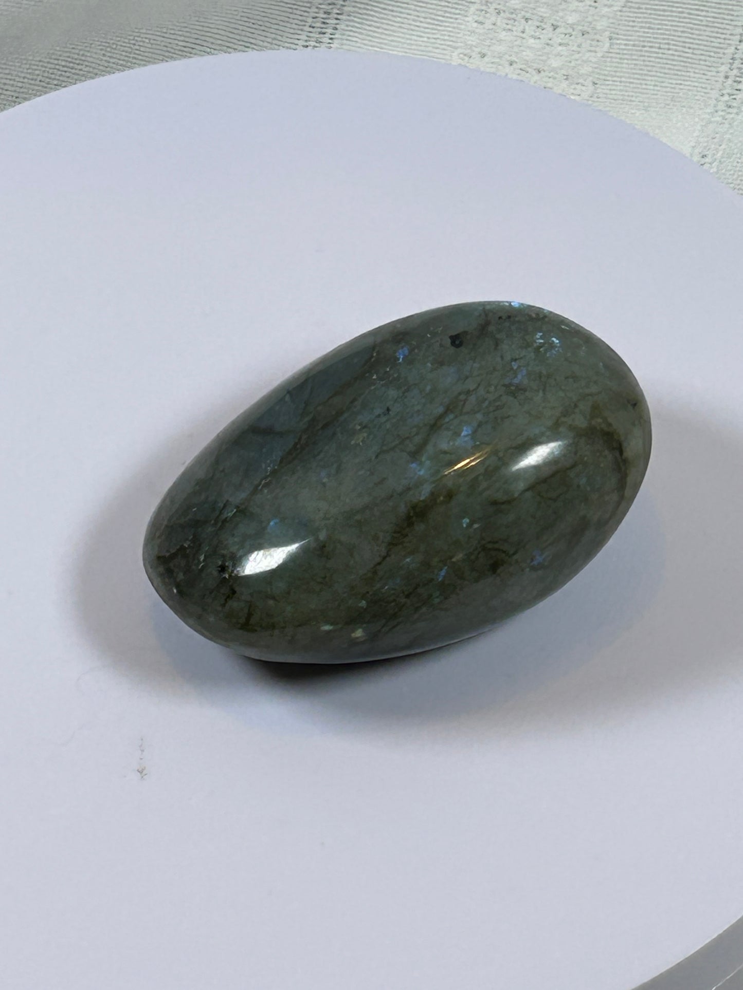 (#127) - LABRADORITE PALM STONE POLISHED - NEW