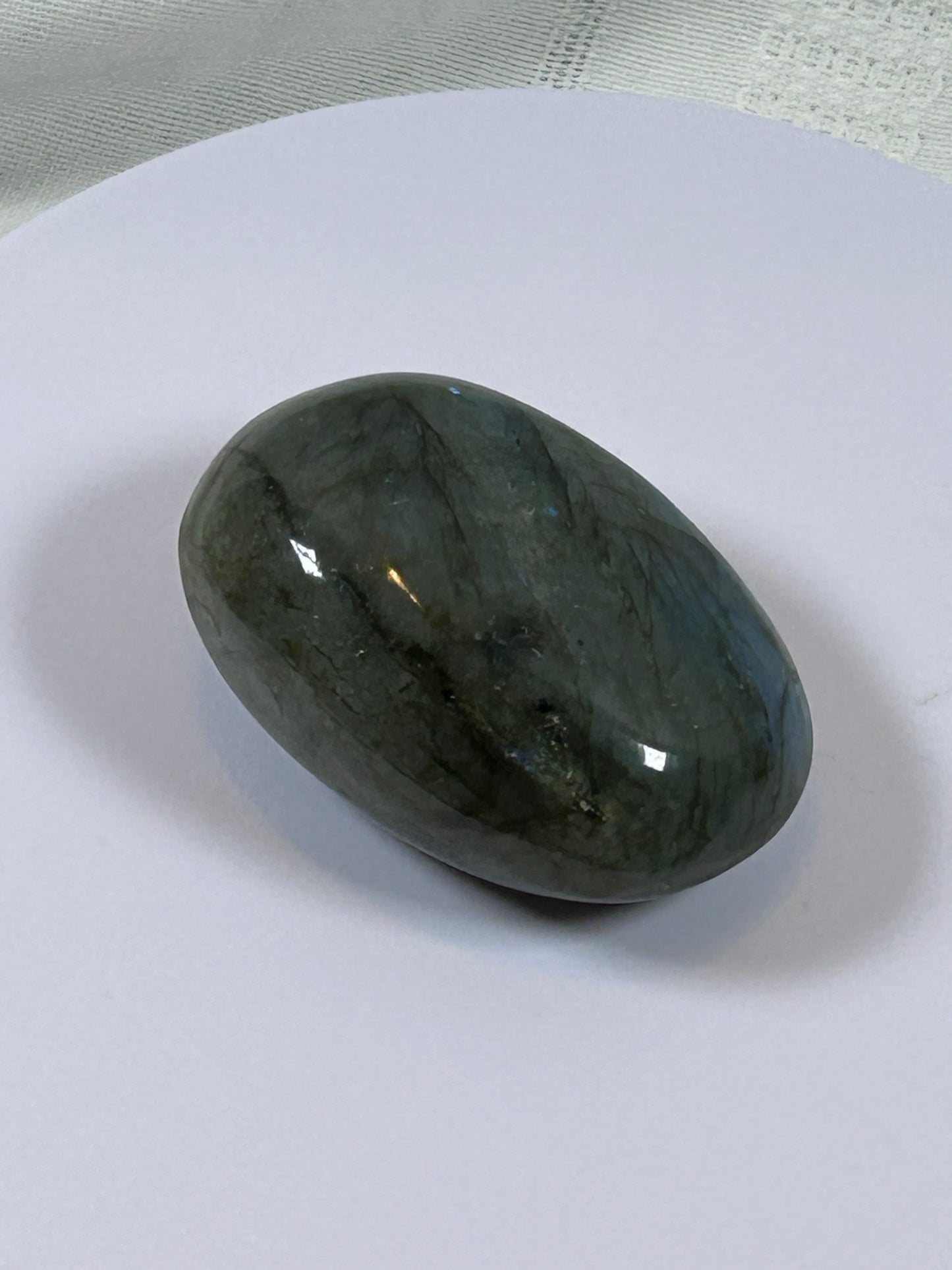 (#127) - LABRADORITE PALM STONE POLISHED - NEW