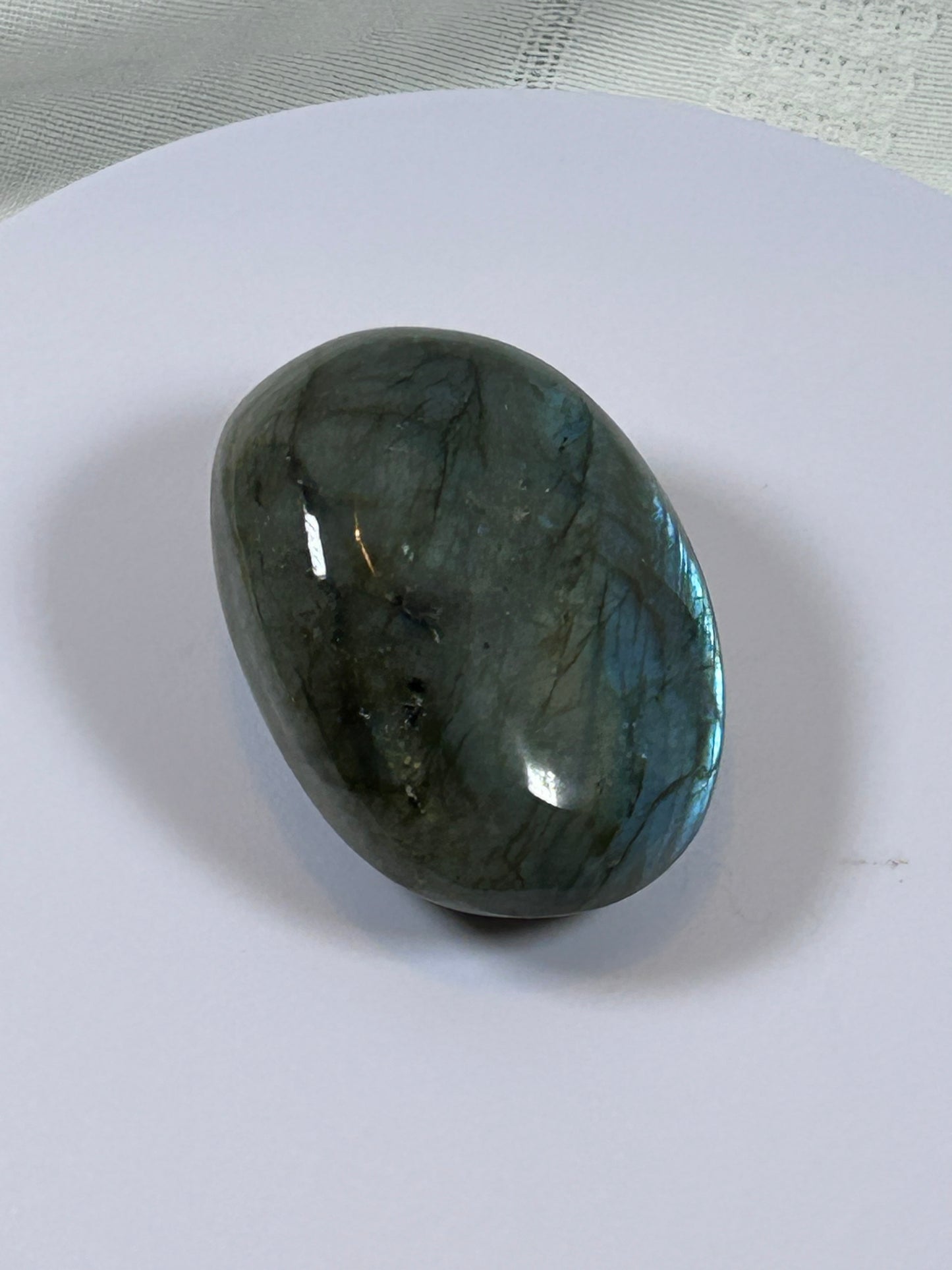 (#127) - LABRADORITE PALM STONE POLISHED - NEW