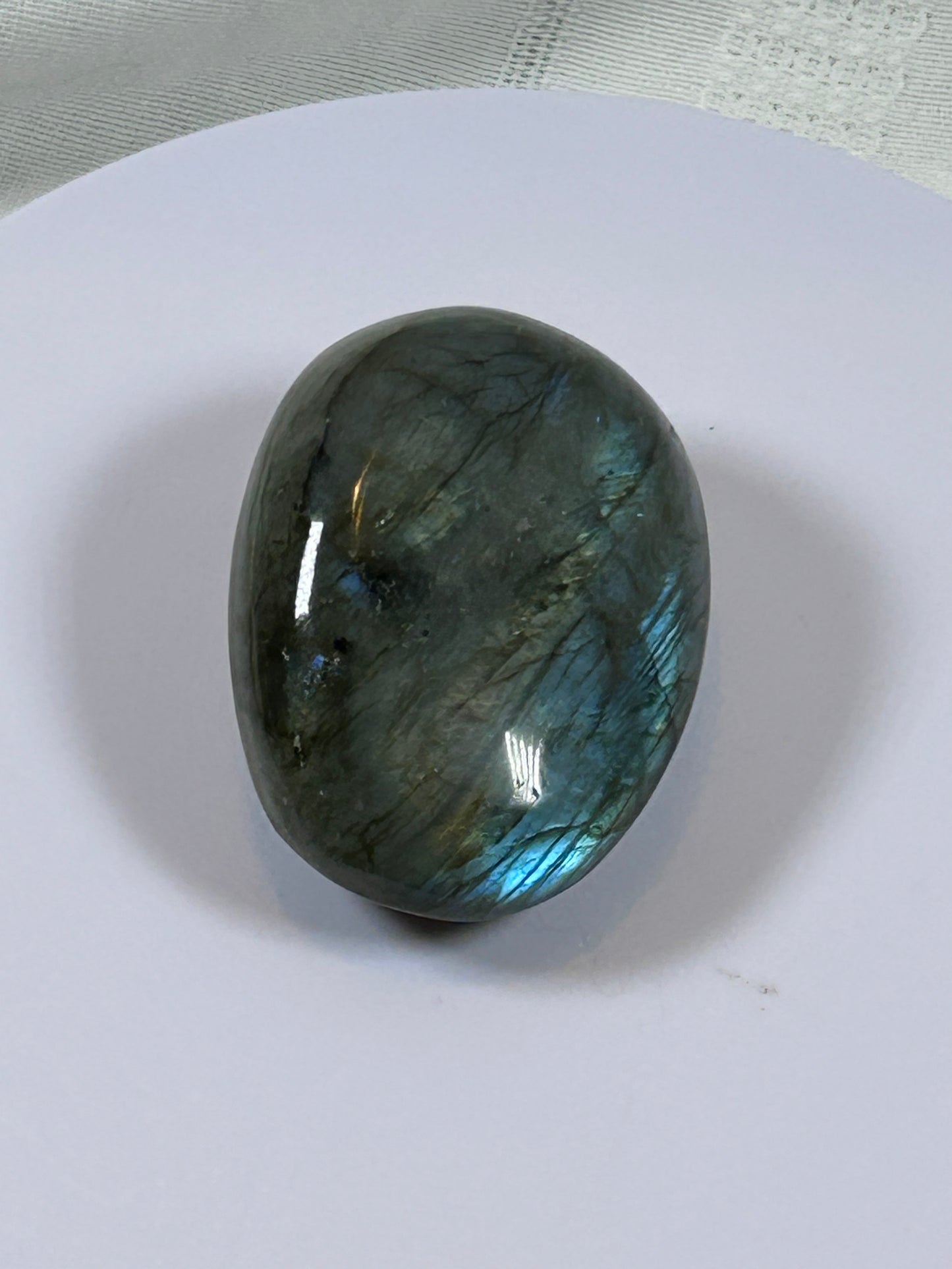 (#127) - LABRADORITE PALM STONE POLISHED - NEW