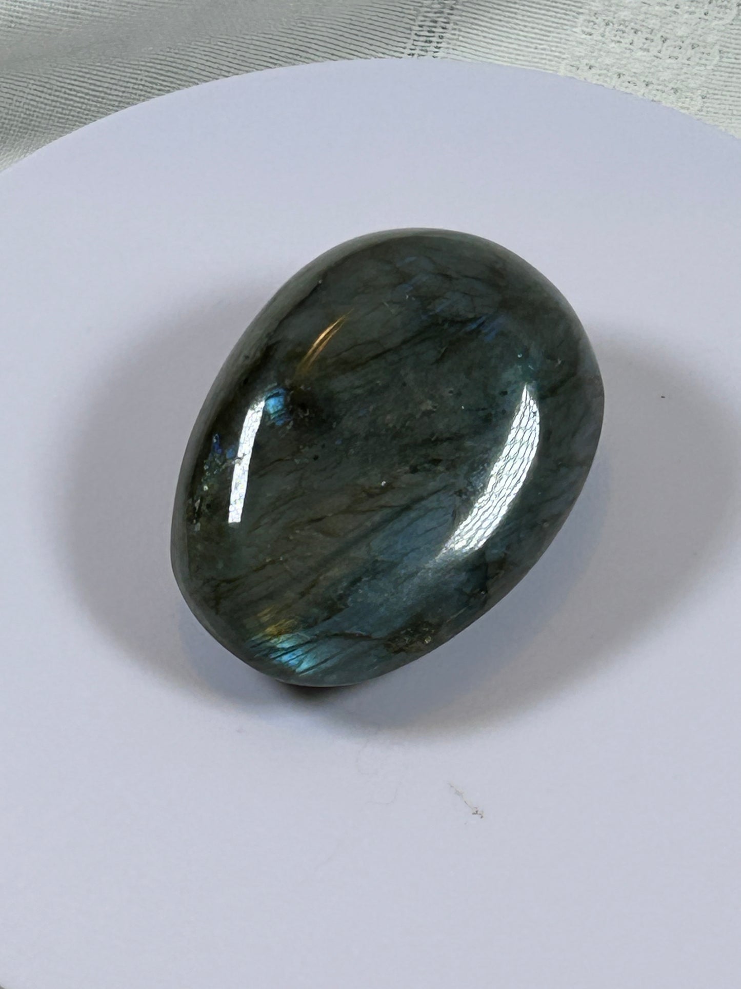 (#127) - LABRADORITE PALM STONE POLISHED - NEW